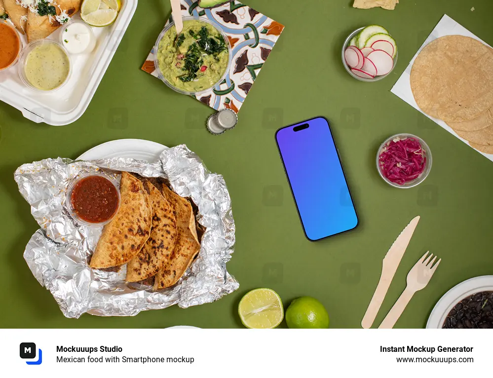 Mexican food with Smartphone mockup