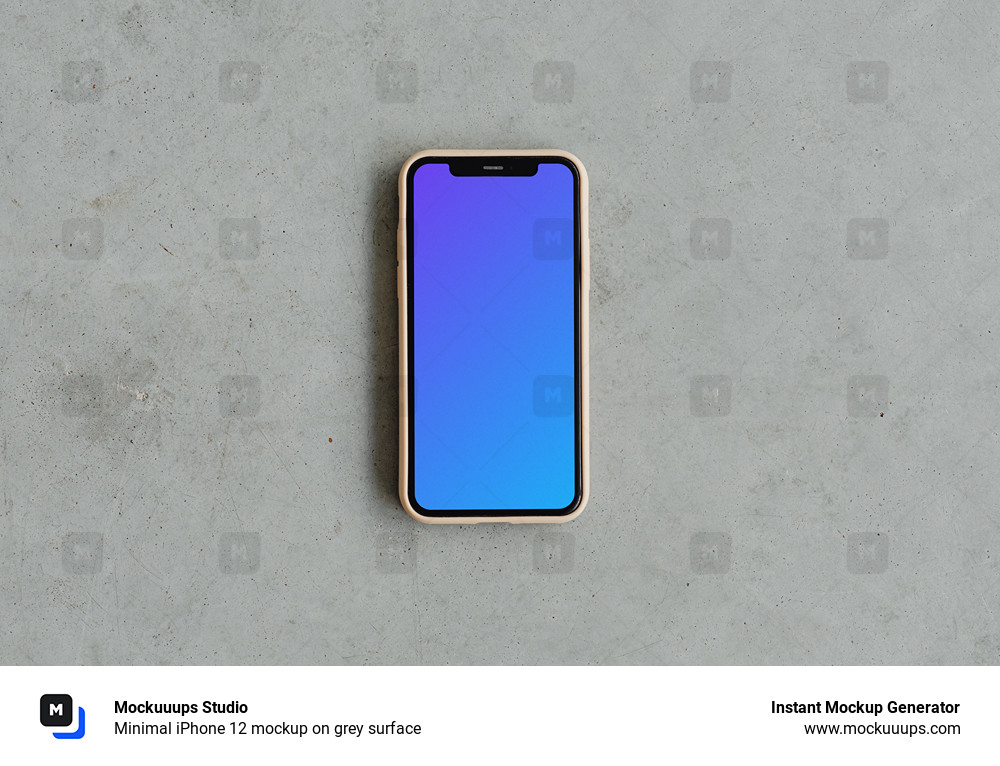 Minimal iPhone 12 mockup on grey surface