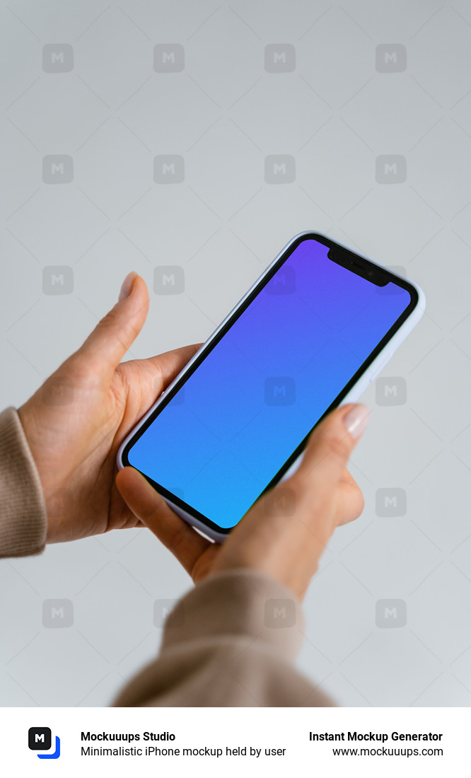 Minimalistic iPhone mockup held by user