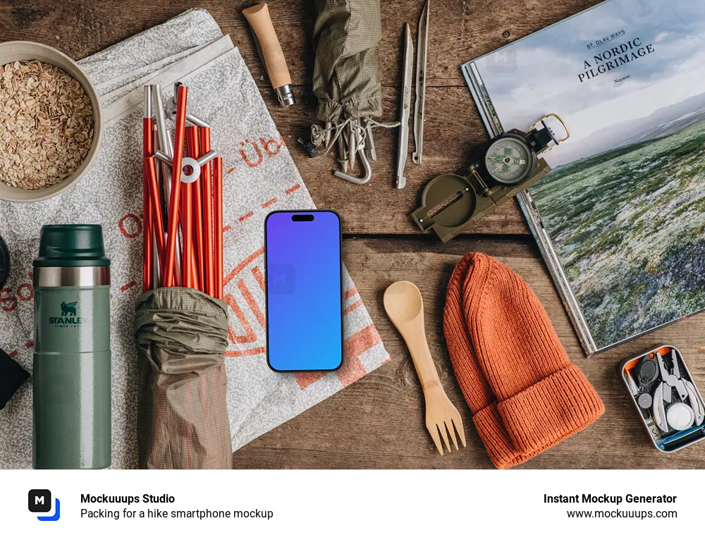 Packing for a hike smartphone mockup