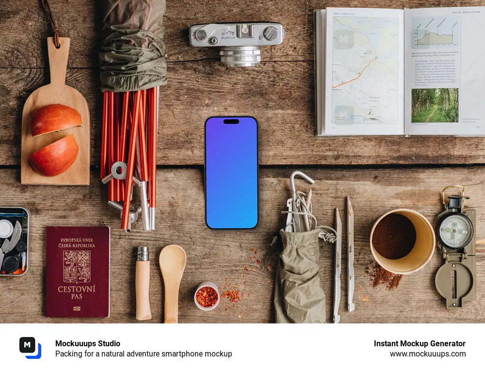 Packing for a natural adventure smartphone mockup