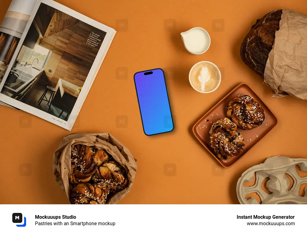 Pastries with an Smartphone mockup