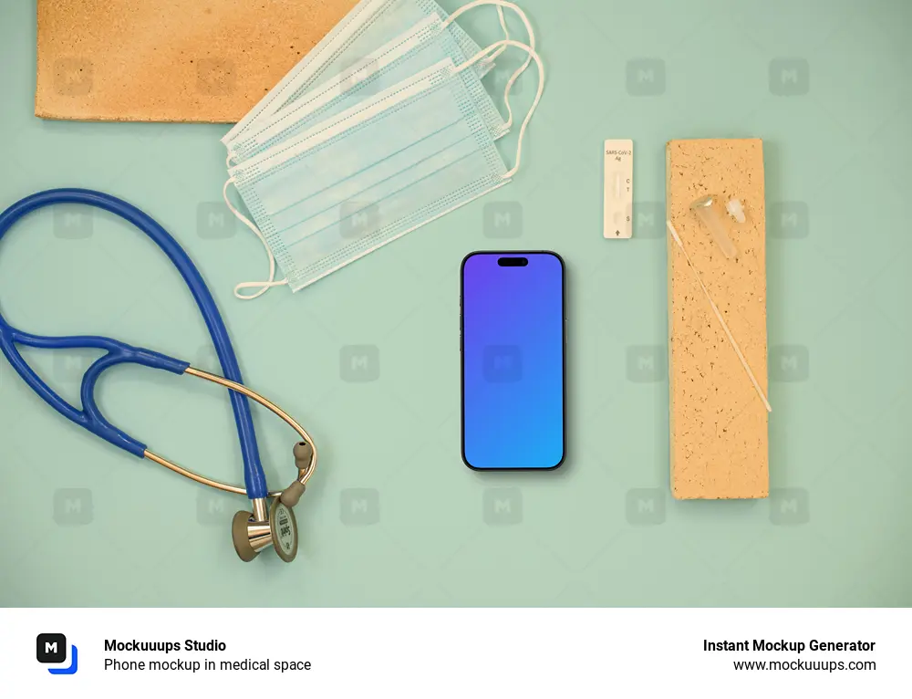 Phone mockup in medical space