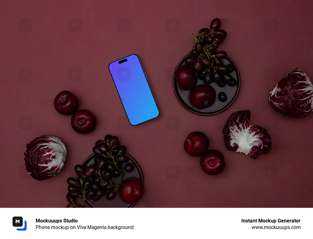 Phone mockup on Viva Magenta background