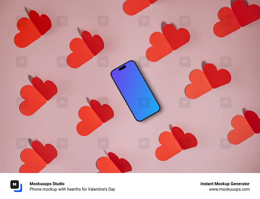 Phone mockup with hearths for Valentine’s Day