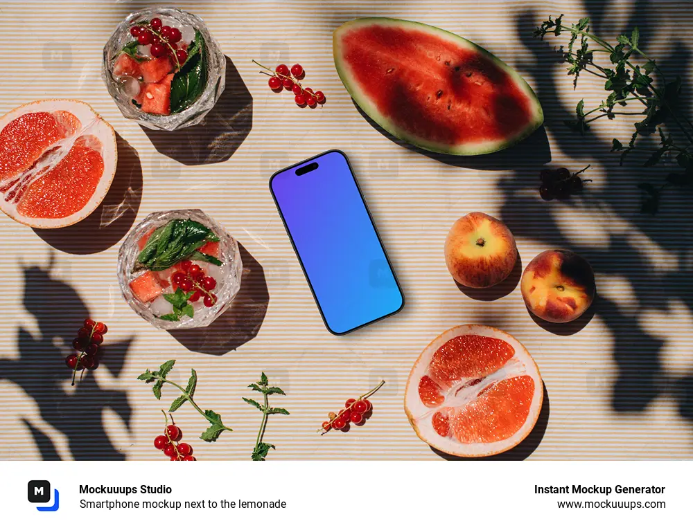 Smartphone mockup next to the lemonade