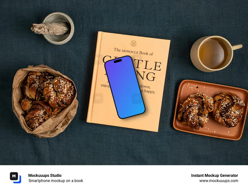 Smartphone mockup on a book