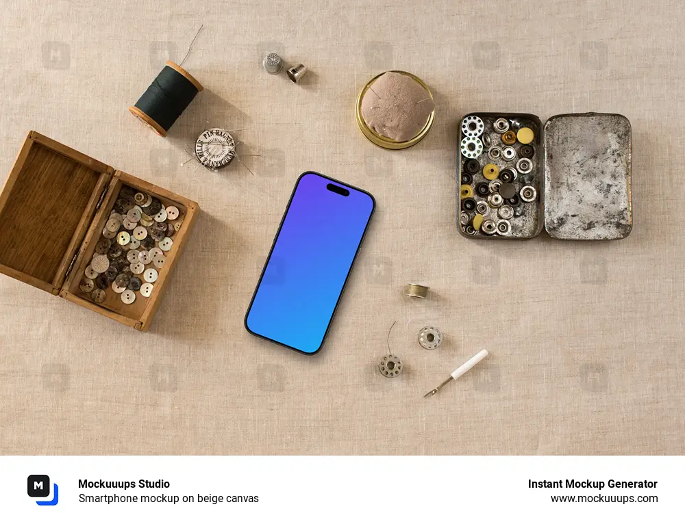 Smartphone mockup on beige canvas