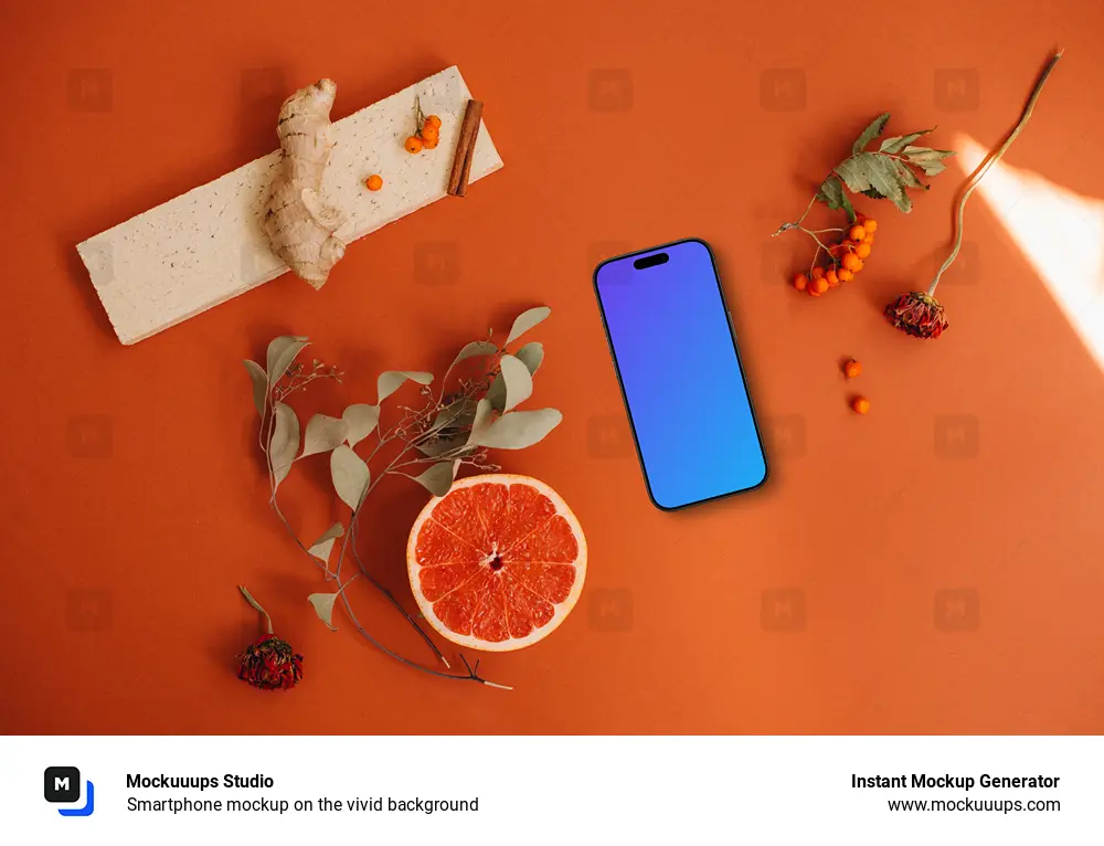 Smartphone mockup on the vivid background