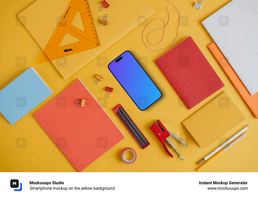 Smartphone mockup on the yellow background