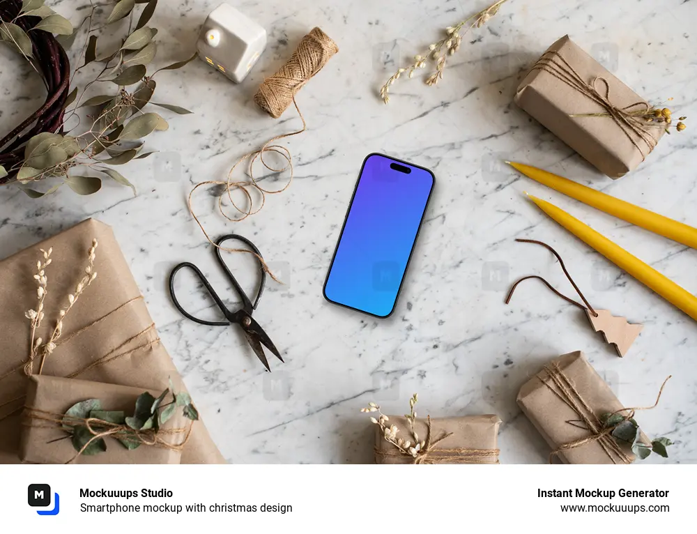 Smartphone mockup with christmas design