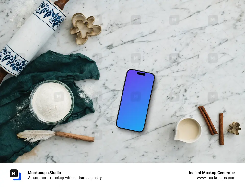 Smartphone mockup with christmas pastry