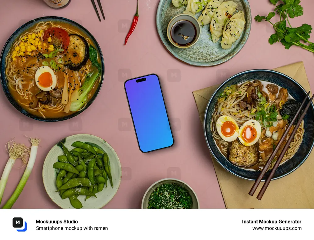 Smartphone mockup with ramen