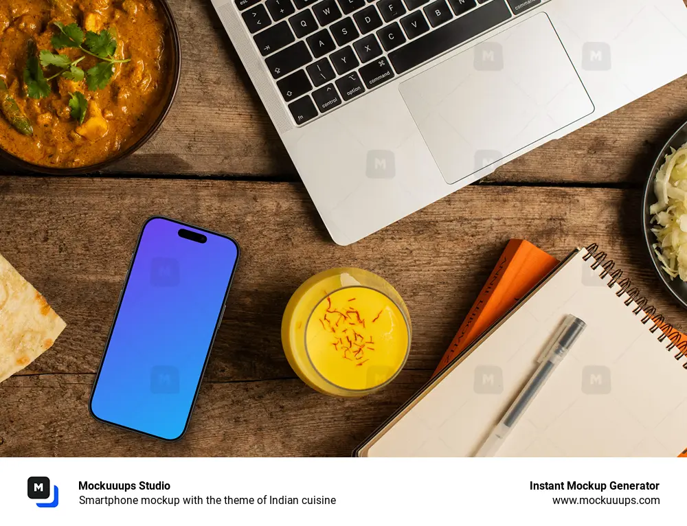 Smartphone mockup with the theme of Indian cuisine 