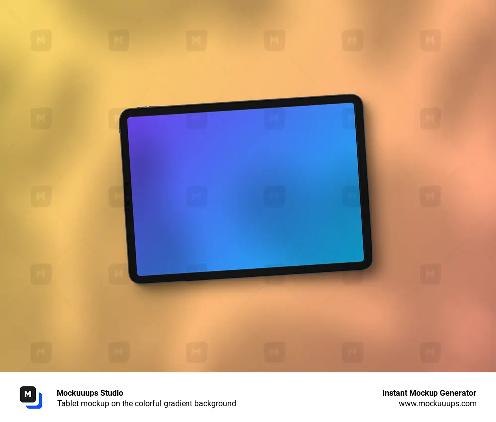 Tablet mockup on the colorful gradient background