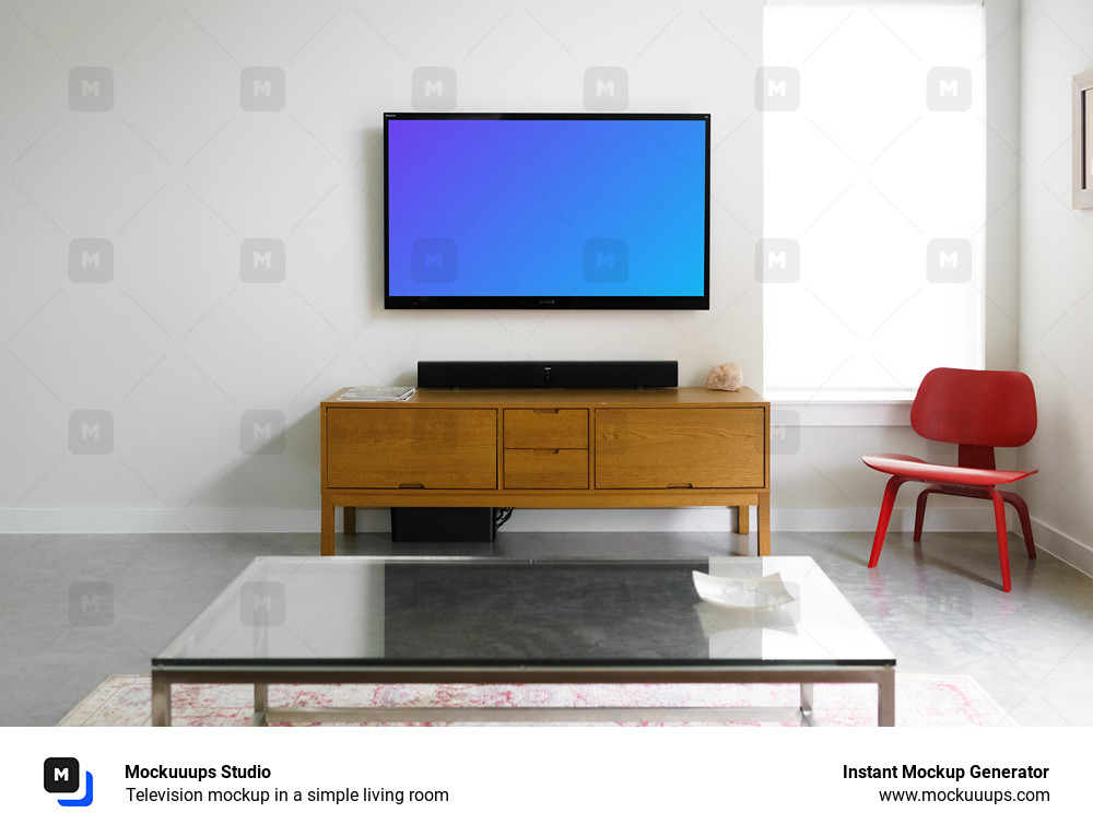 Television mockup in a simple living room