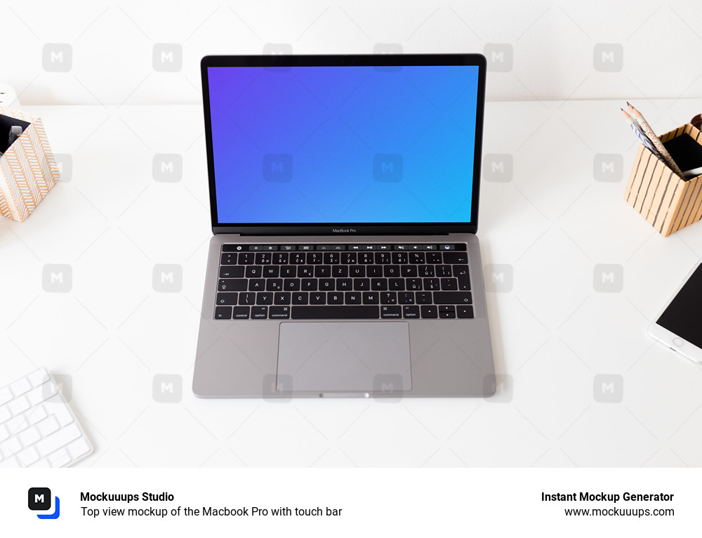 Top view mockup of the Macbook Pro with touch bar