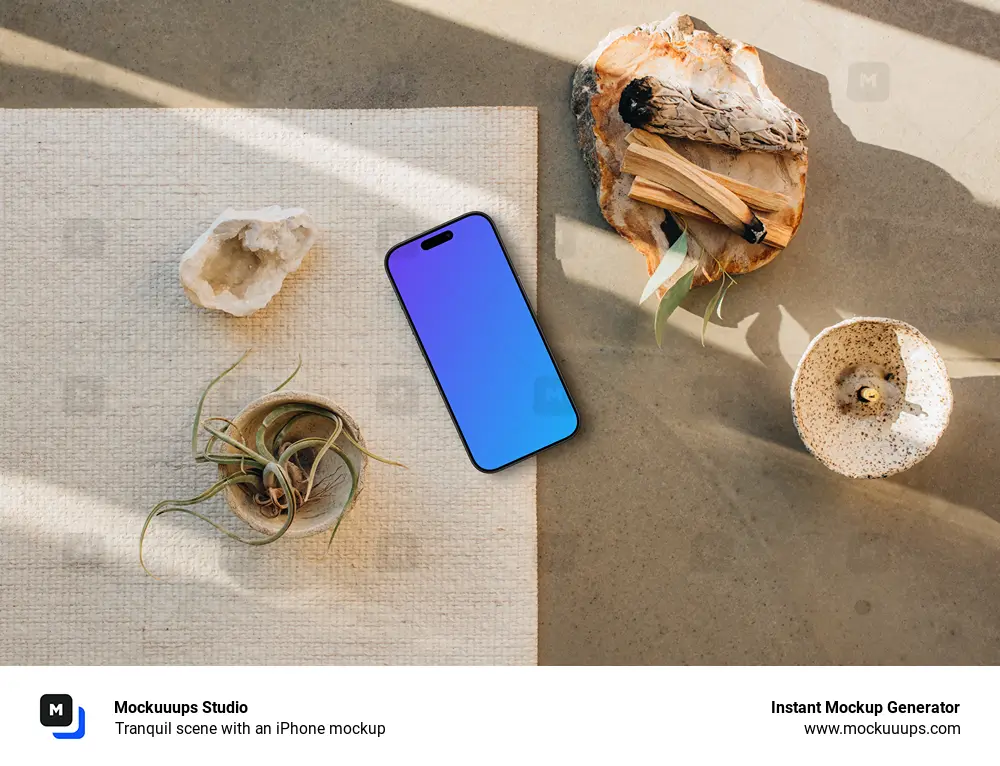 Tranquil scene with an iPhone mockup