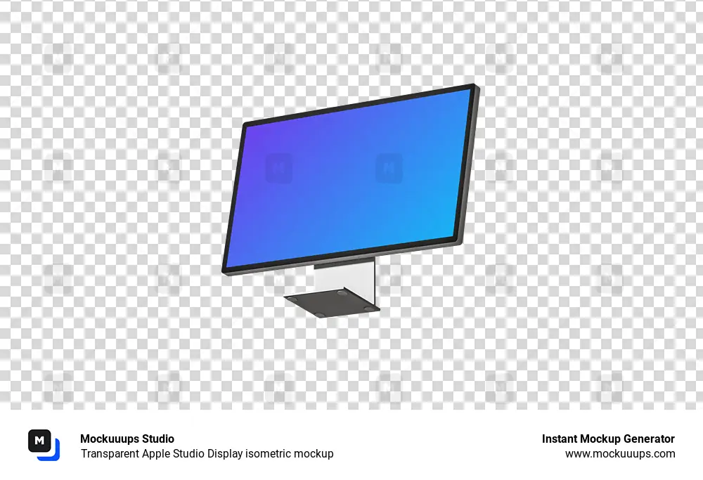 Transparent Apple Studio Display isometric mockup