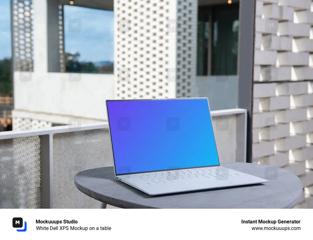 White Dell XPS Mockup on a table