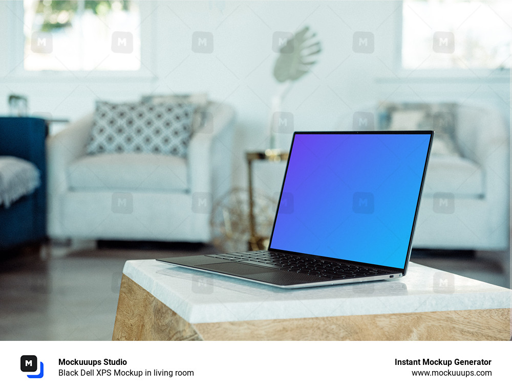 Black Dell XPS Mockup in living room