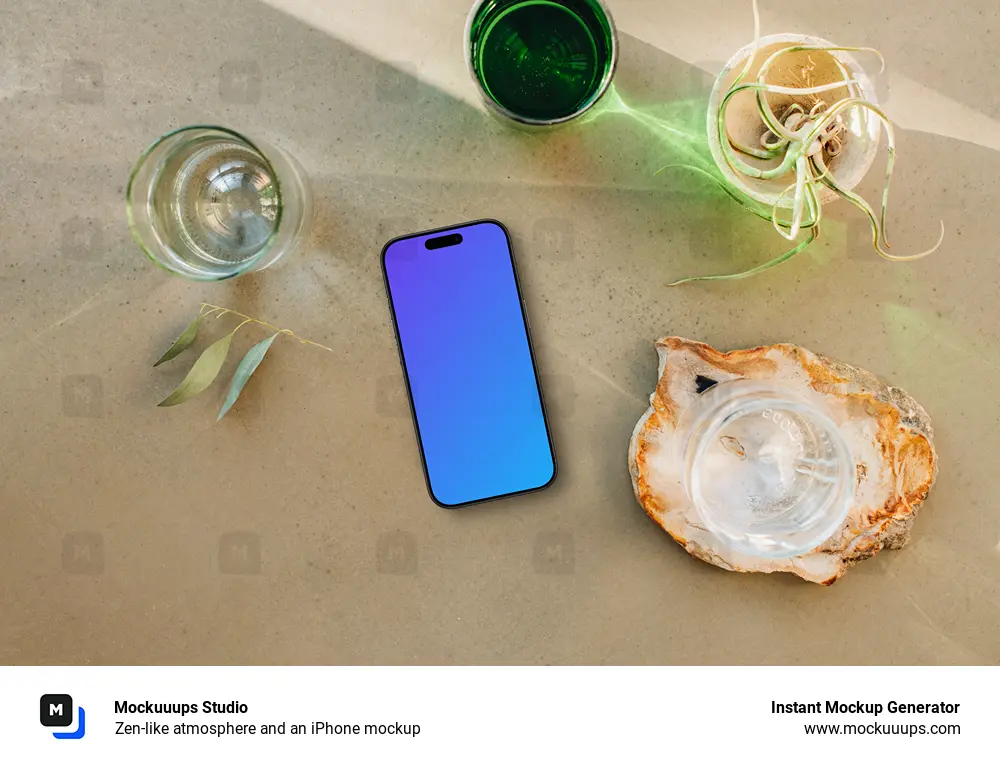 Zen-like atmosphere and an iPhone mockup