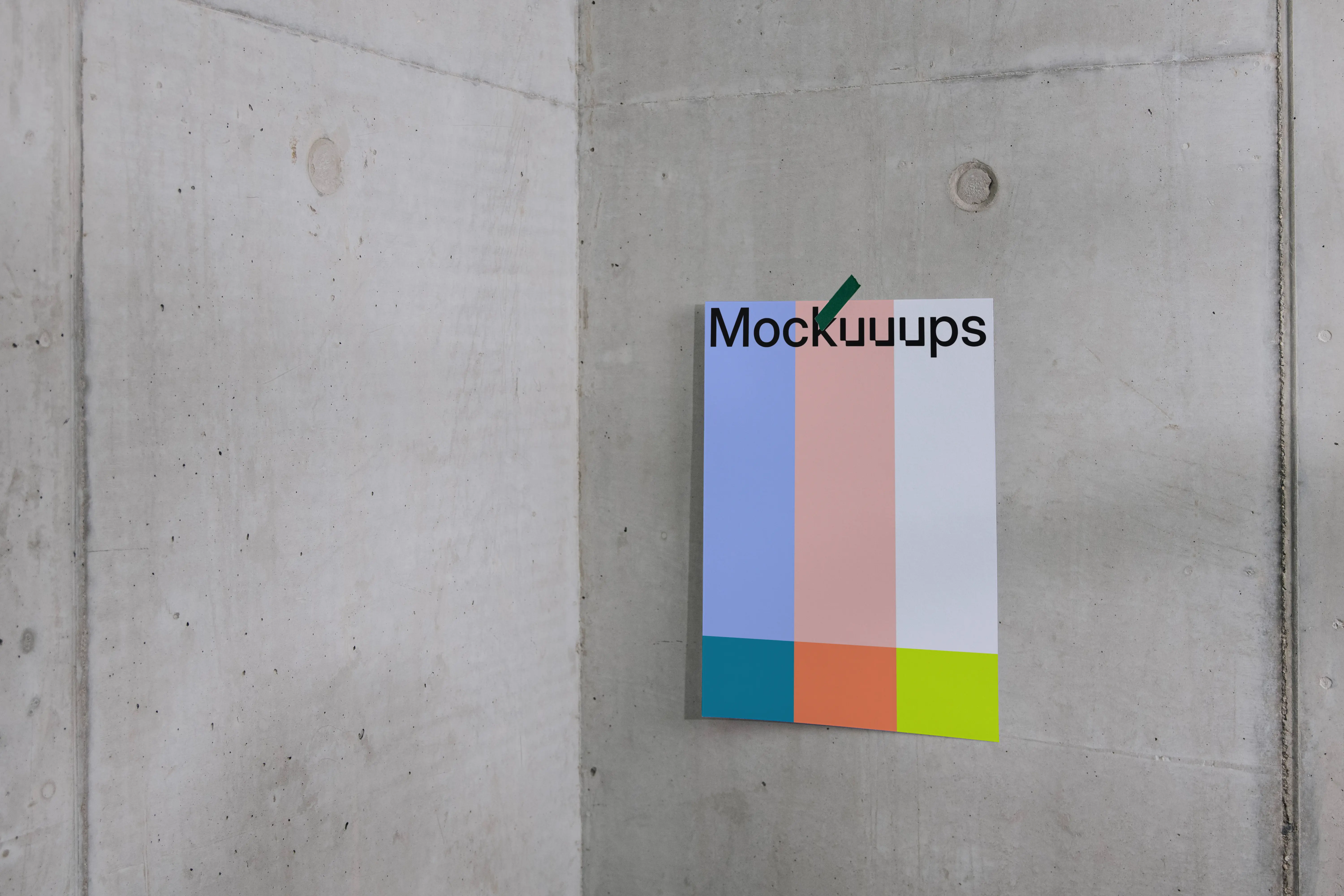 A3 mockup on a concrete wall with tape