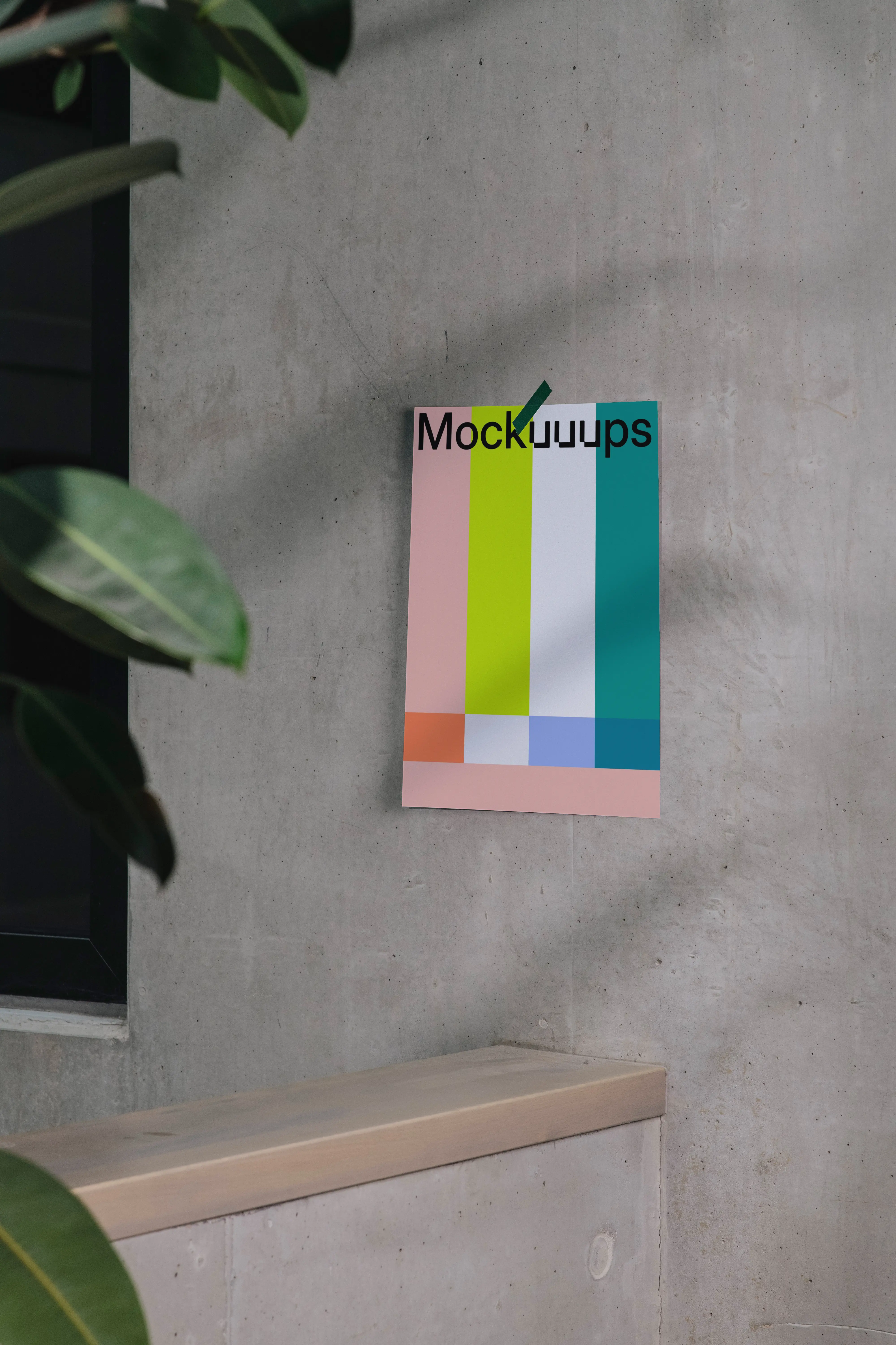 A4 mockup on a concrete wall with natural shadows