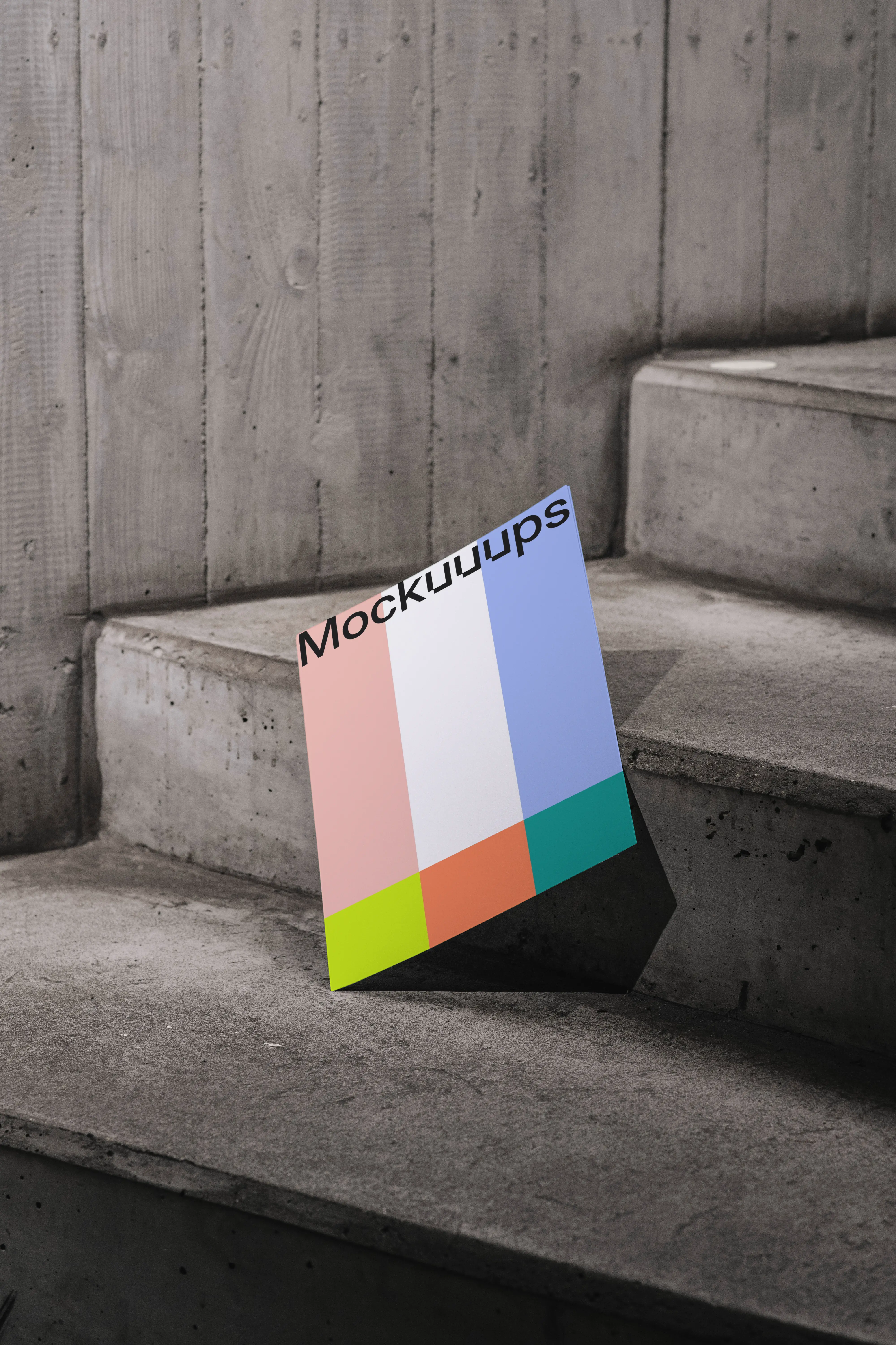 A4 mockup on concrete steps