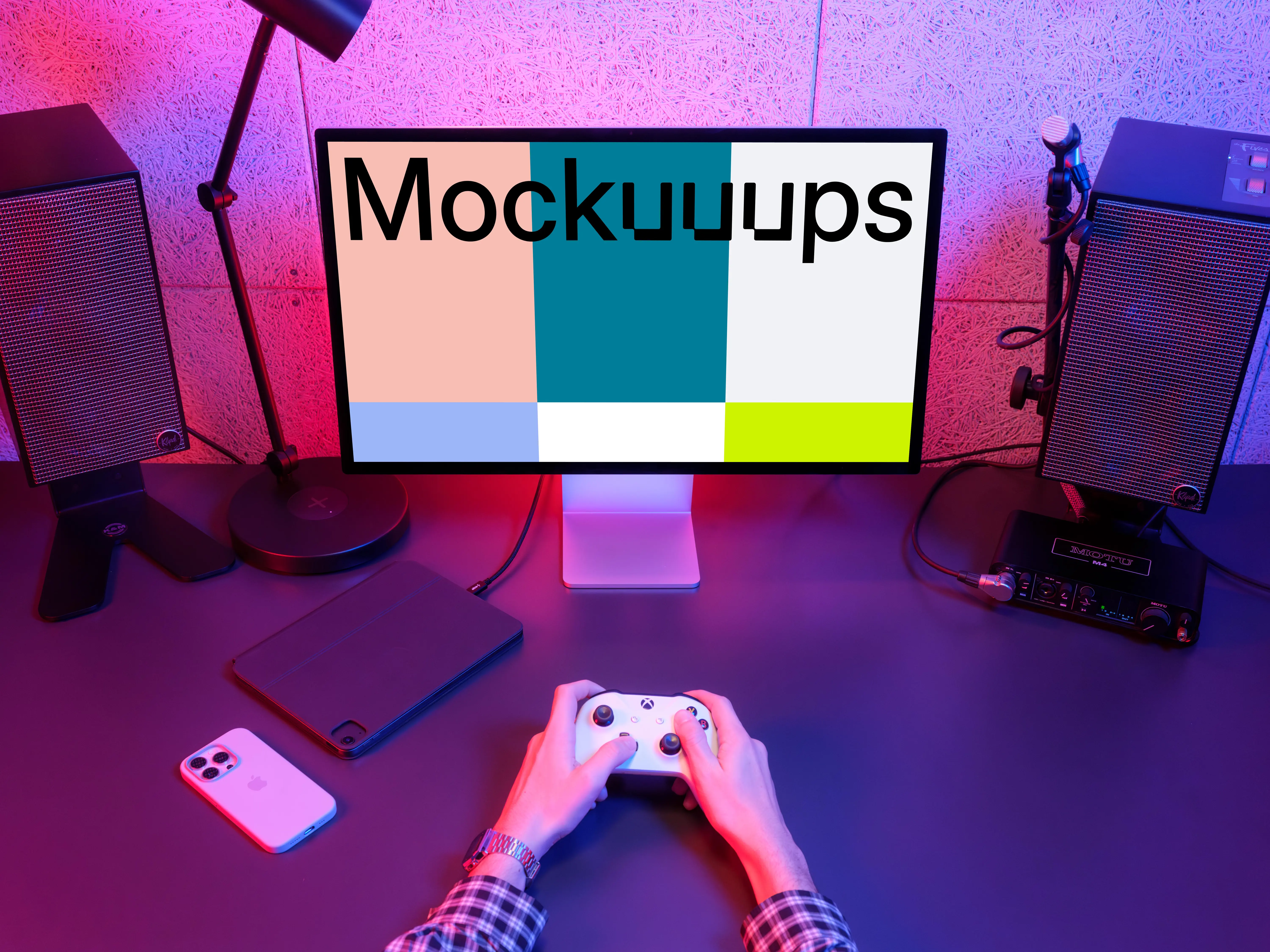Apple Studio Display mockup with gaming setup