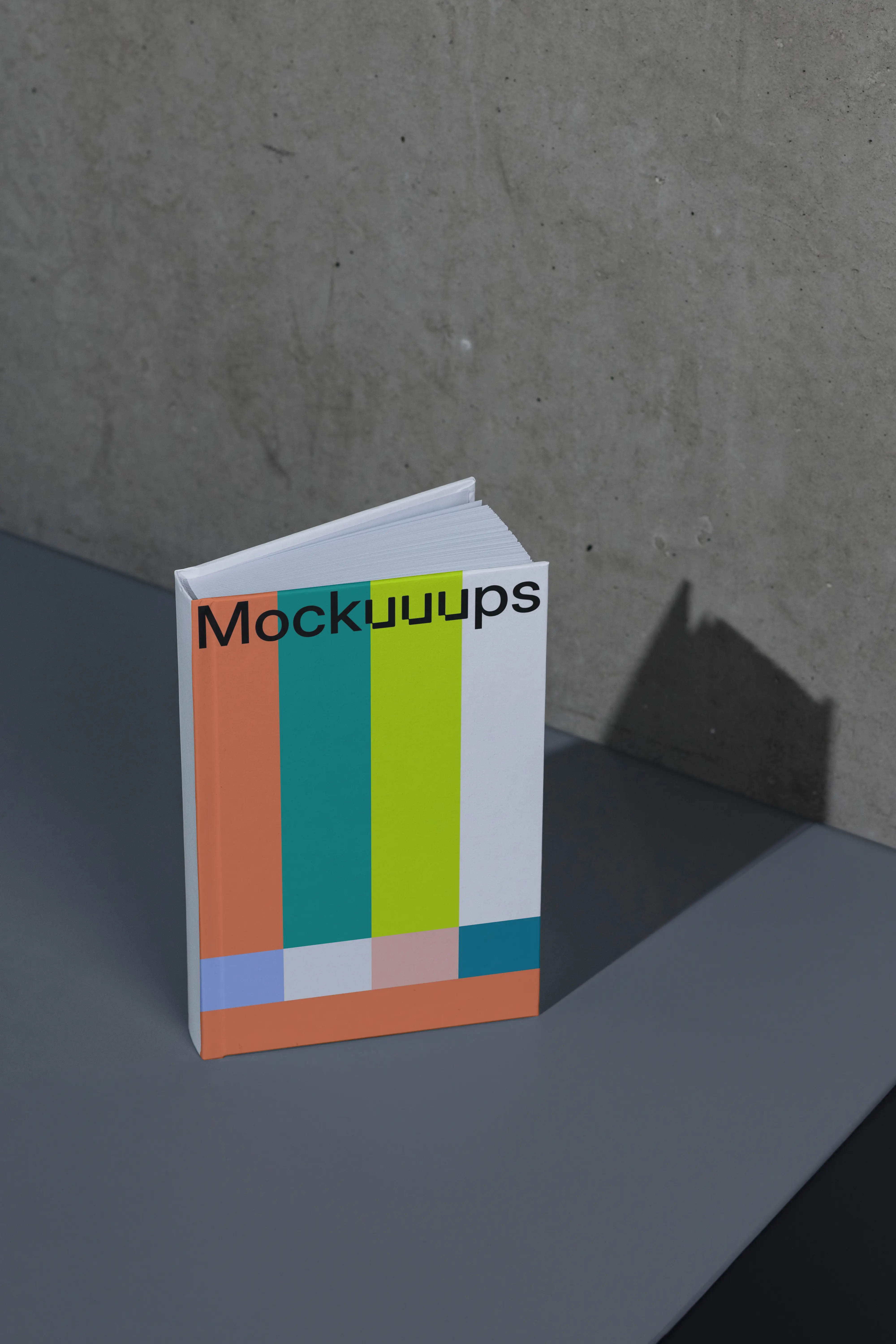 B-format book mockup with gradient cover on a modern surface