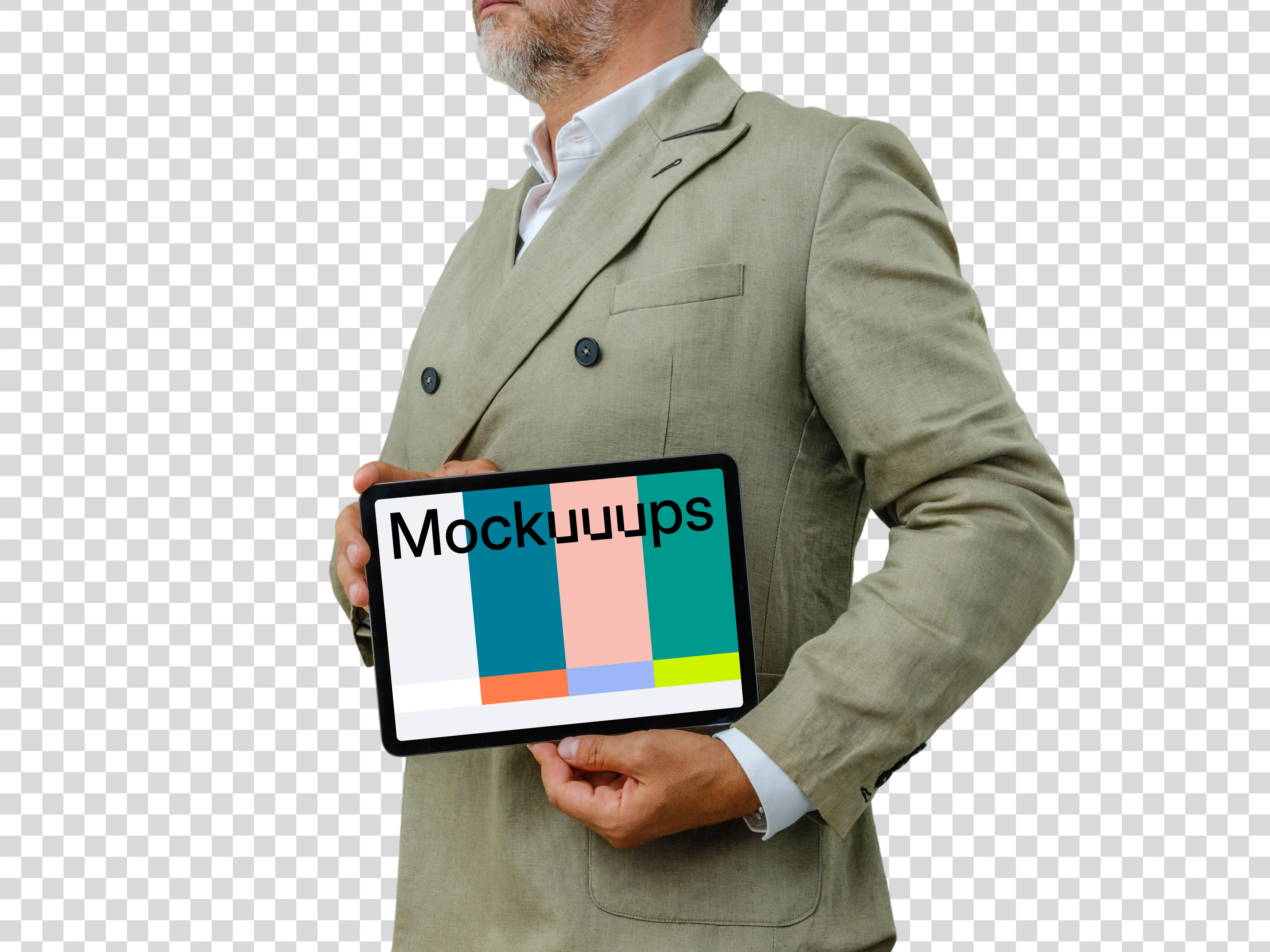 Businessman with tablet mockup in his hands