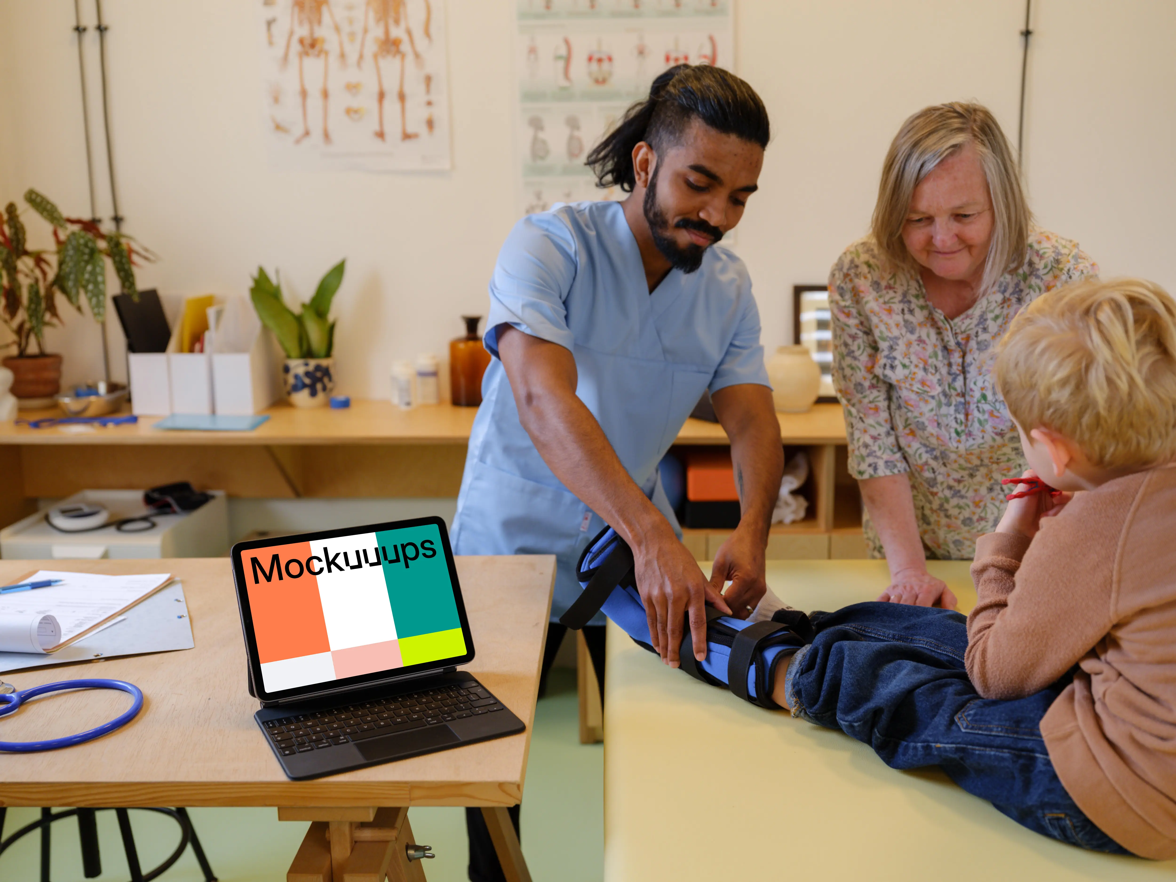 Children's doctor's office with iPad mockup