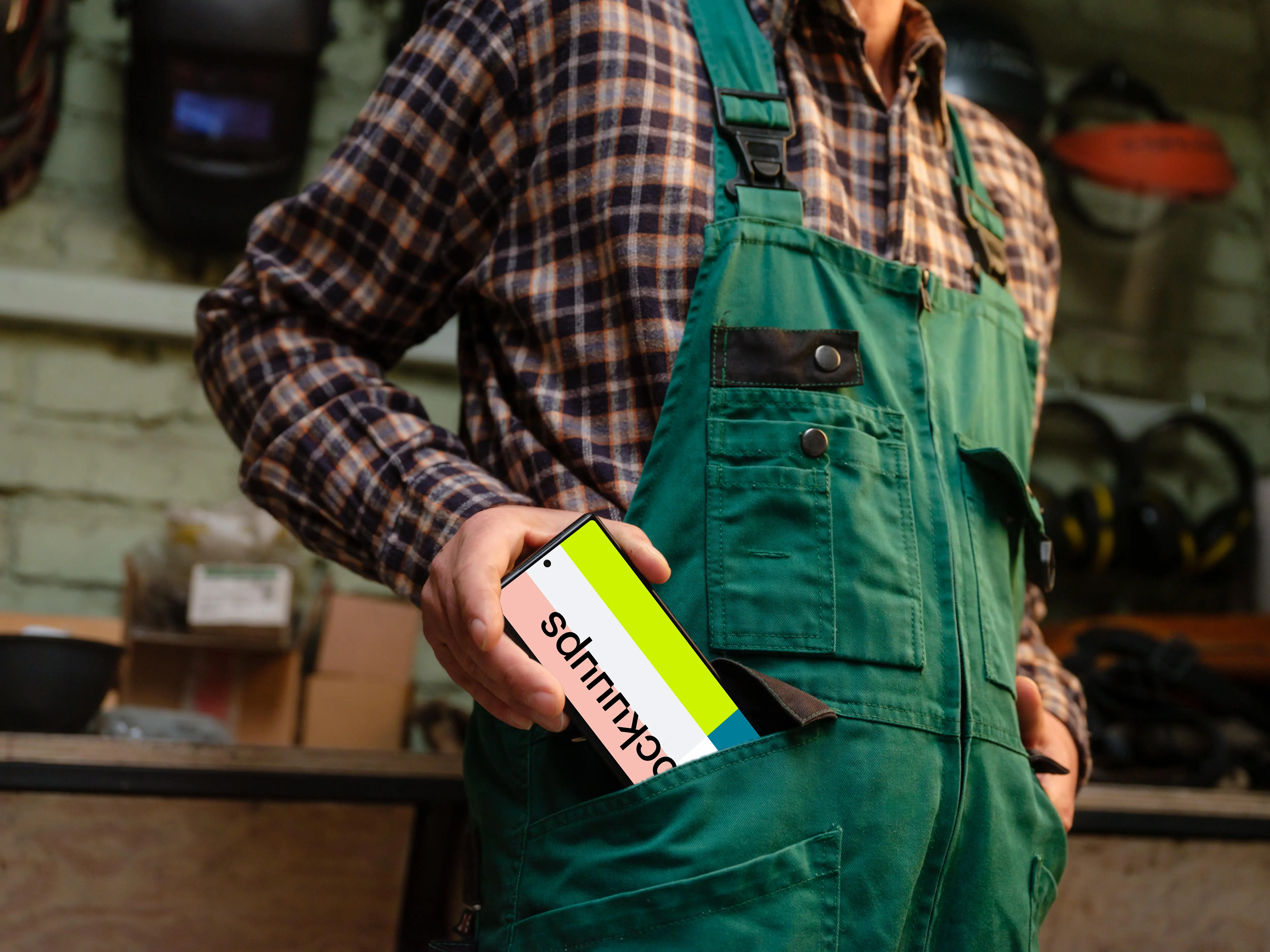 Crafter pulling out a phone from his pocket