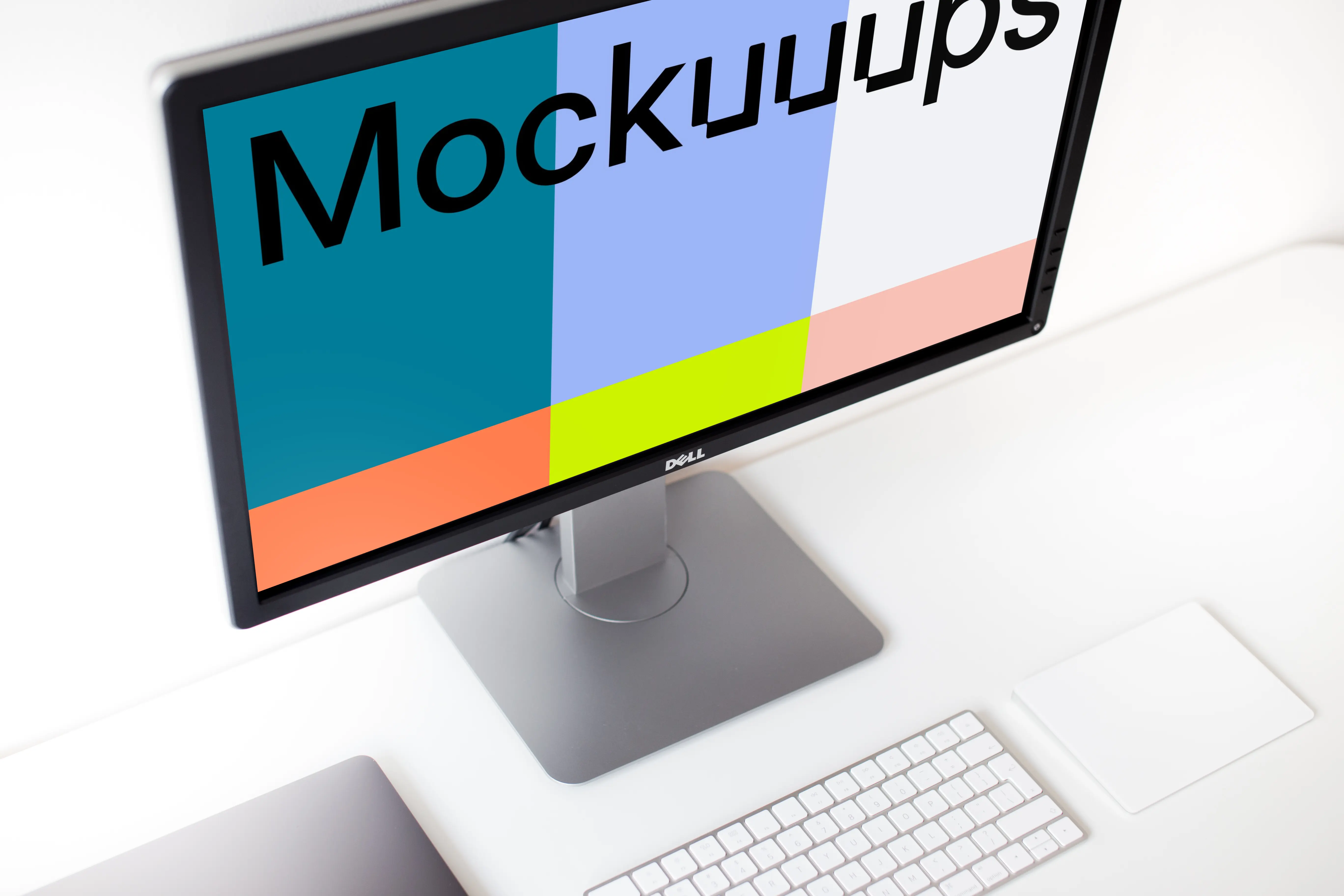 Cropped view of the display mockup on the table