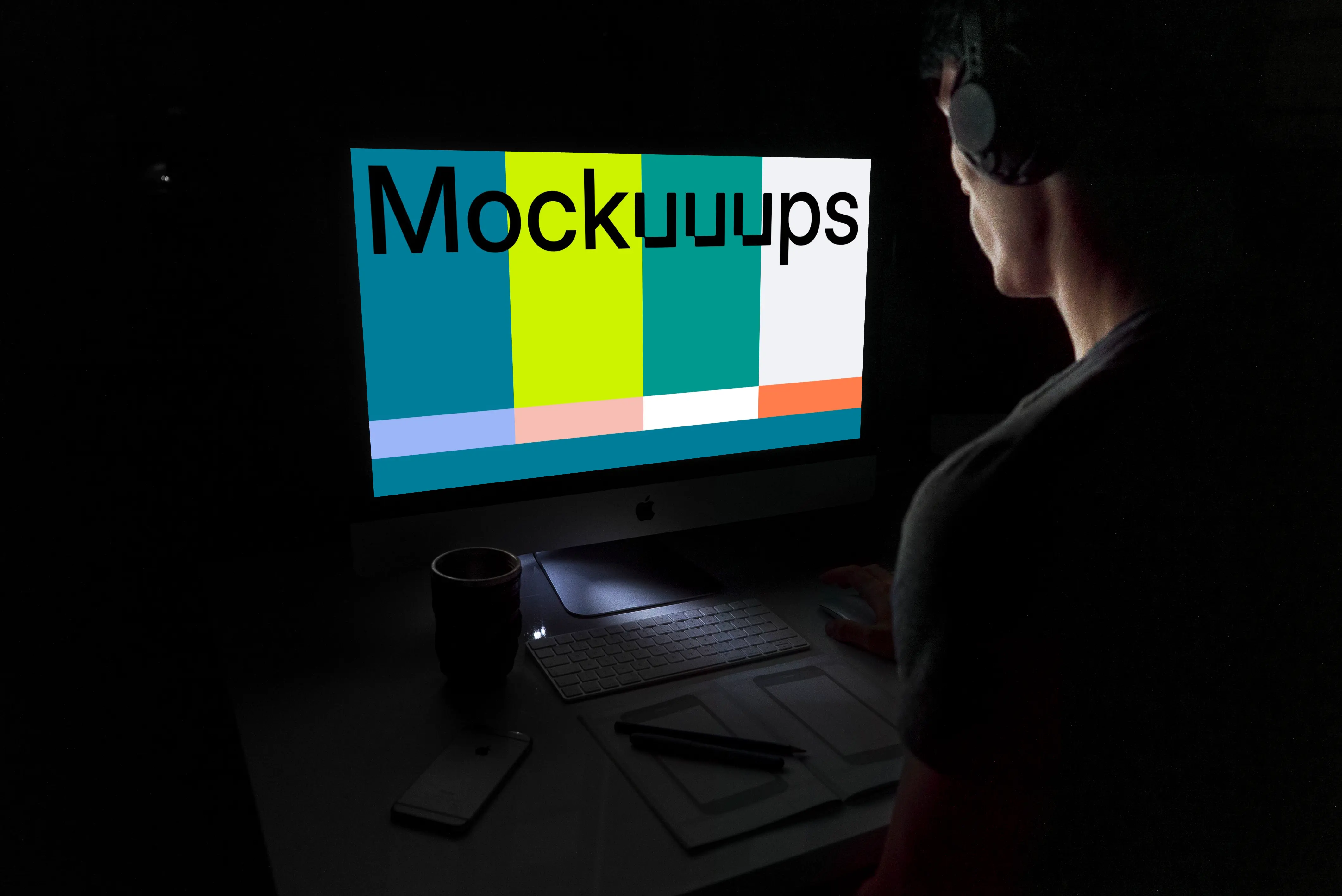 Dark environment with iMac mockup