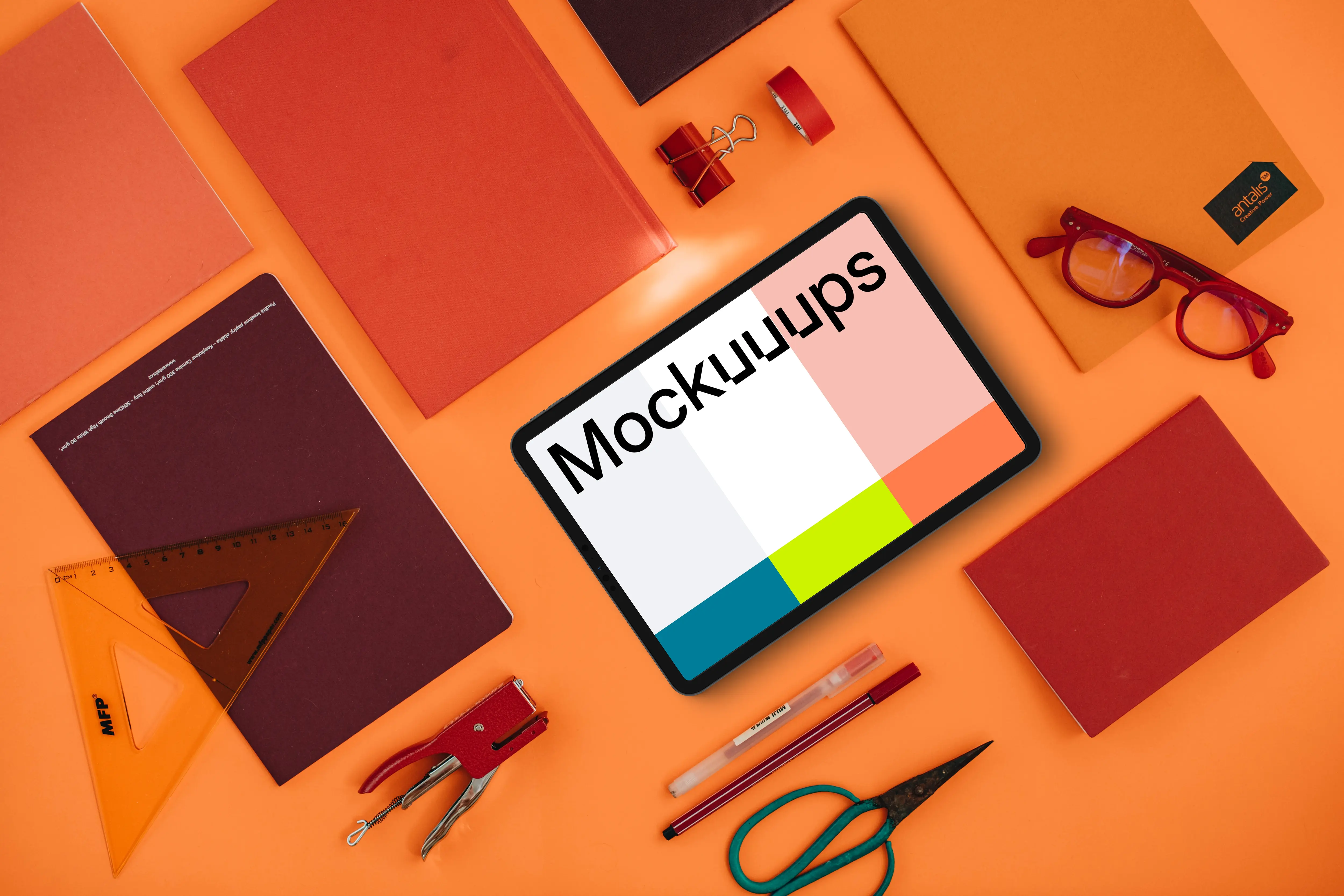 Education style mockup with tablet