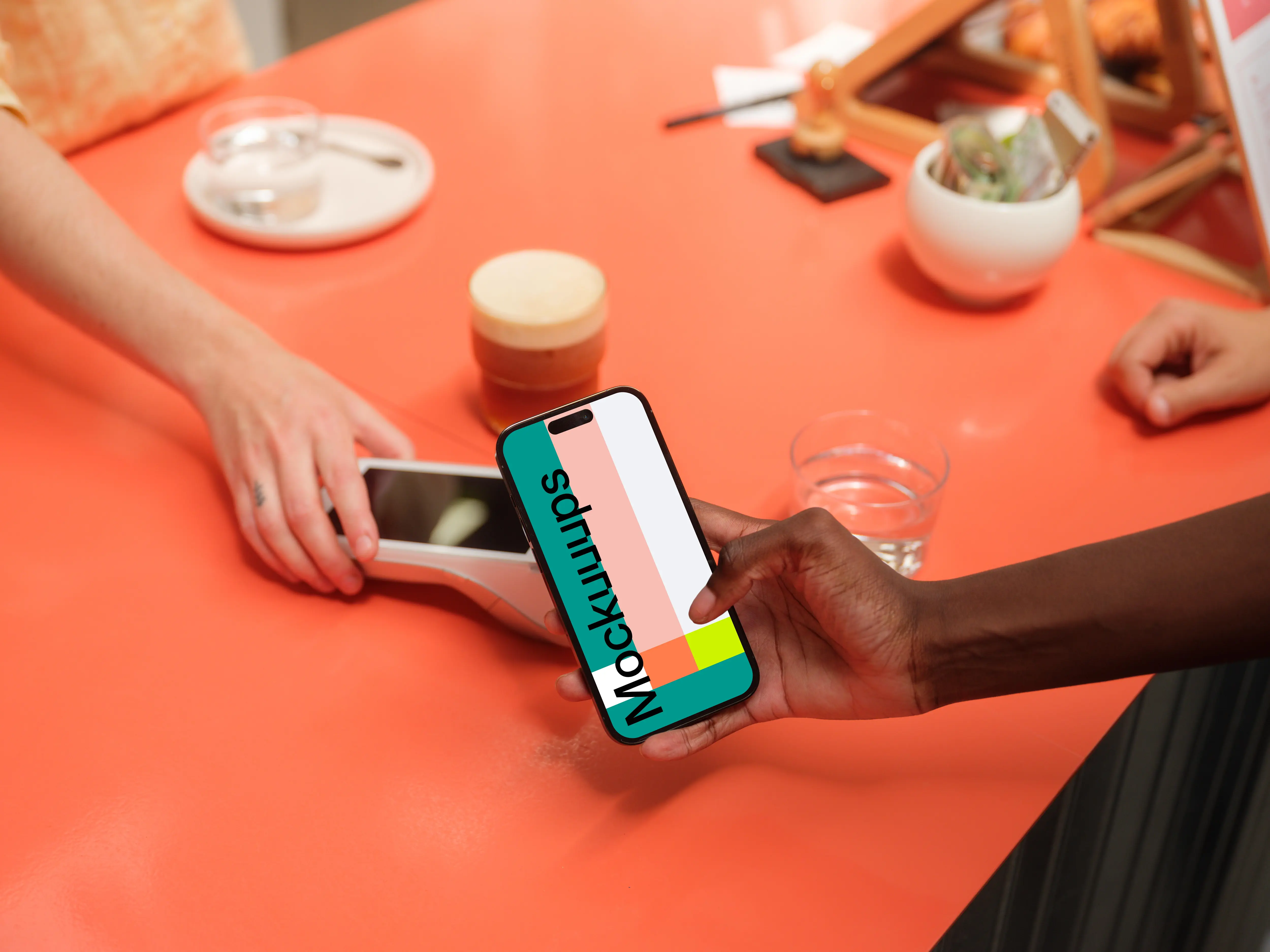 Female entrepreneur holding a iPhone mockup