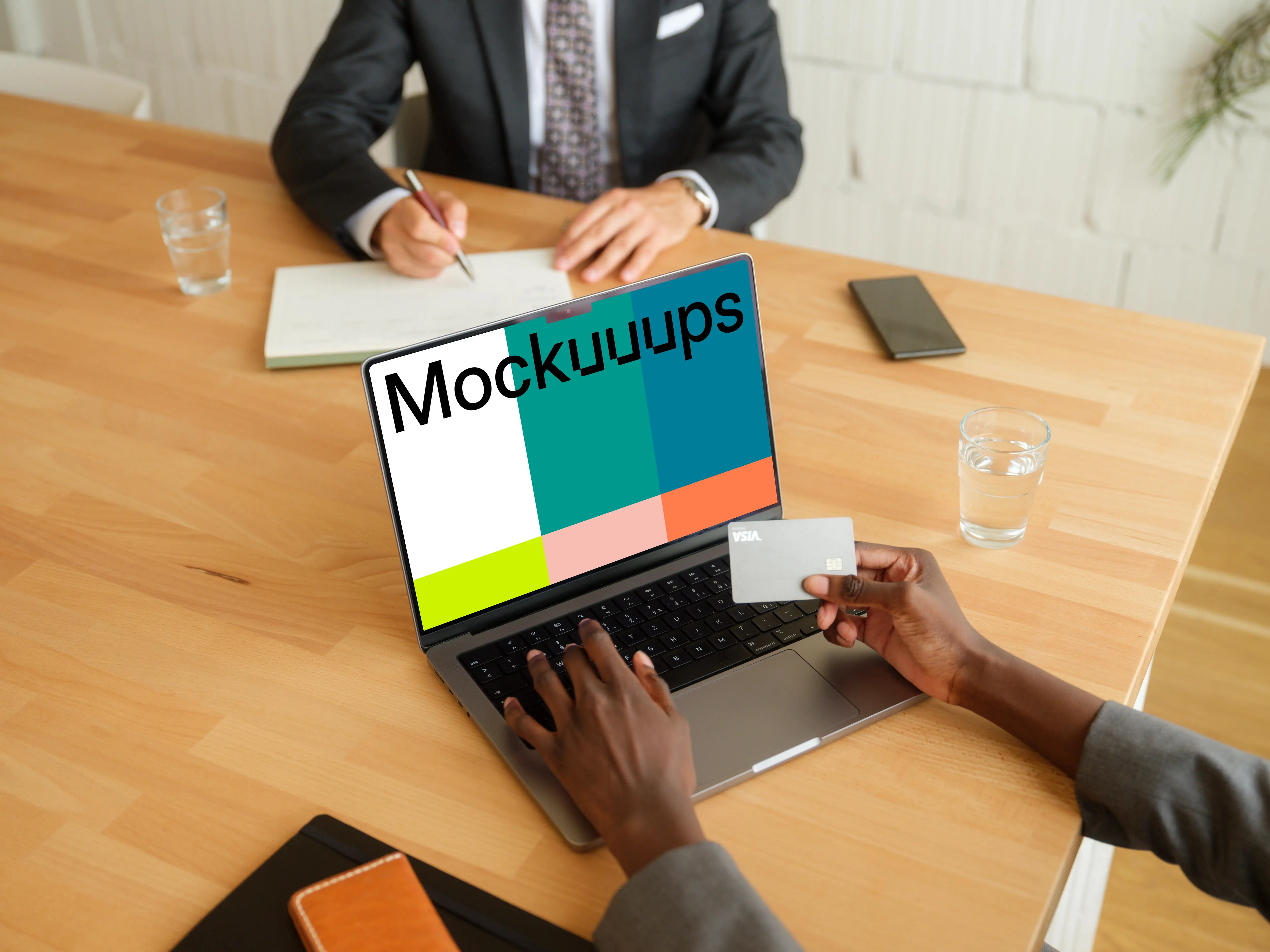 Female entrepreneur typing on a MacBook Pro mockup