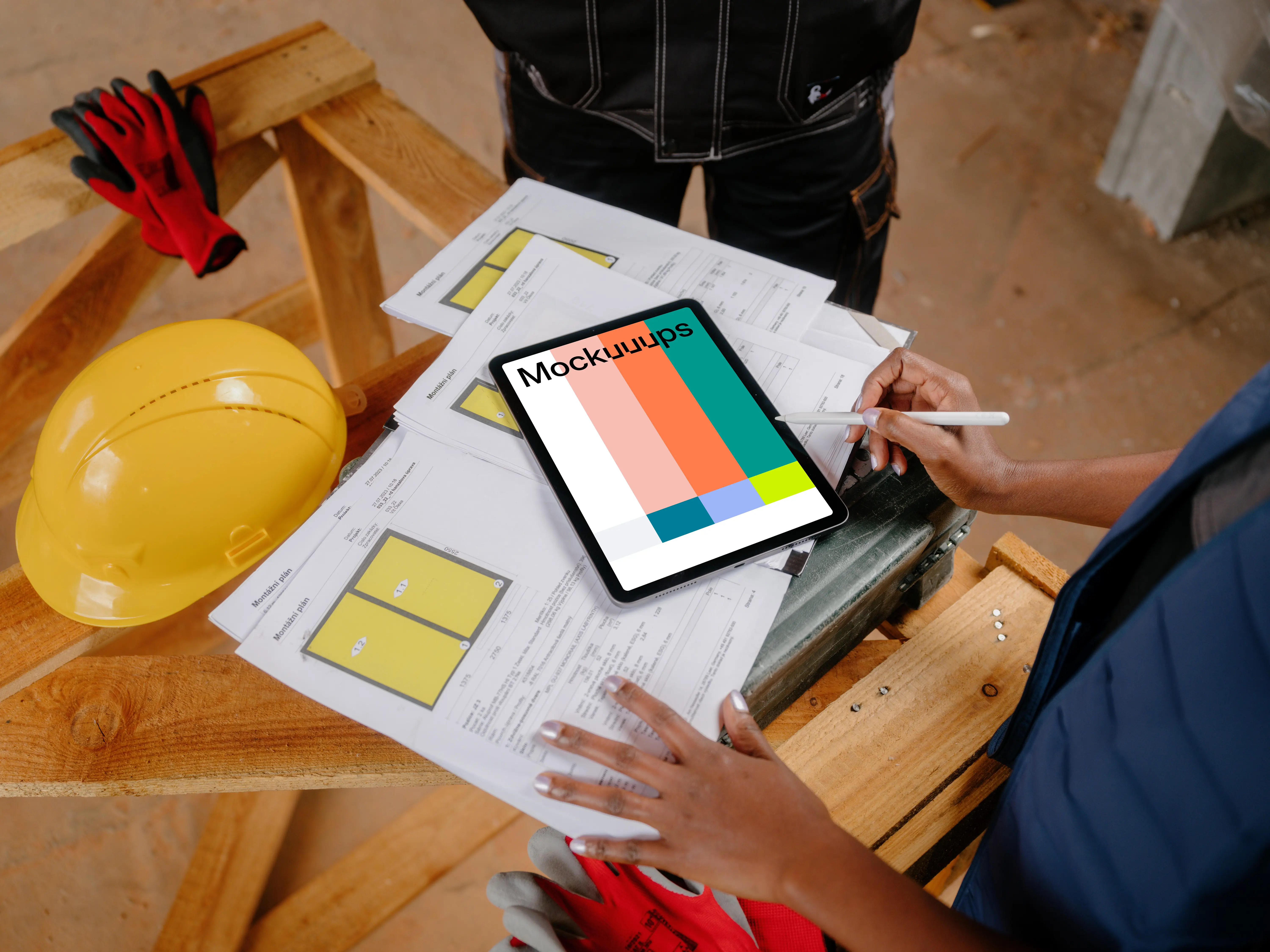 Female working on the iPad Air mockup