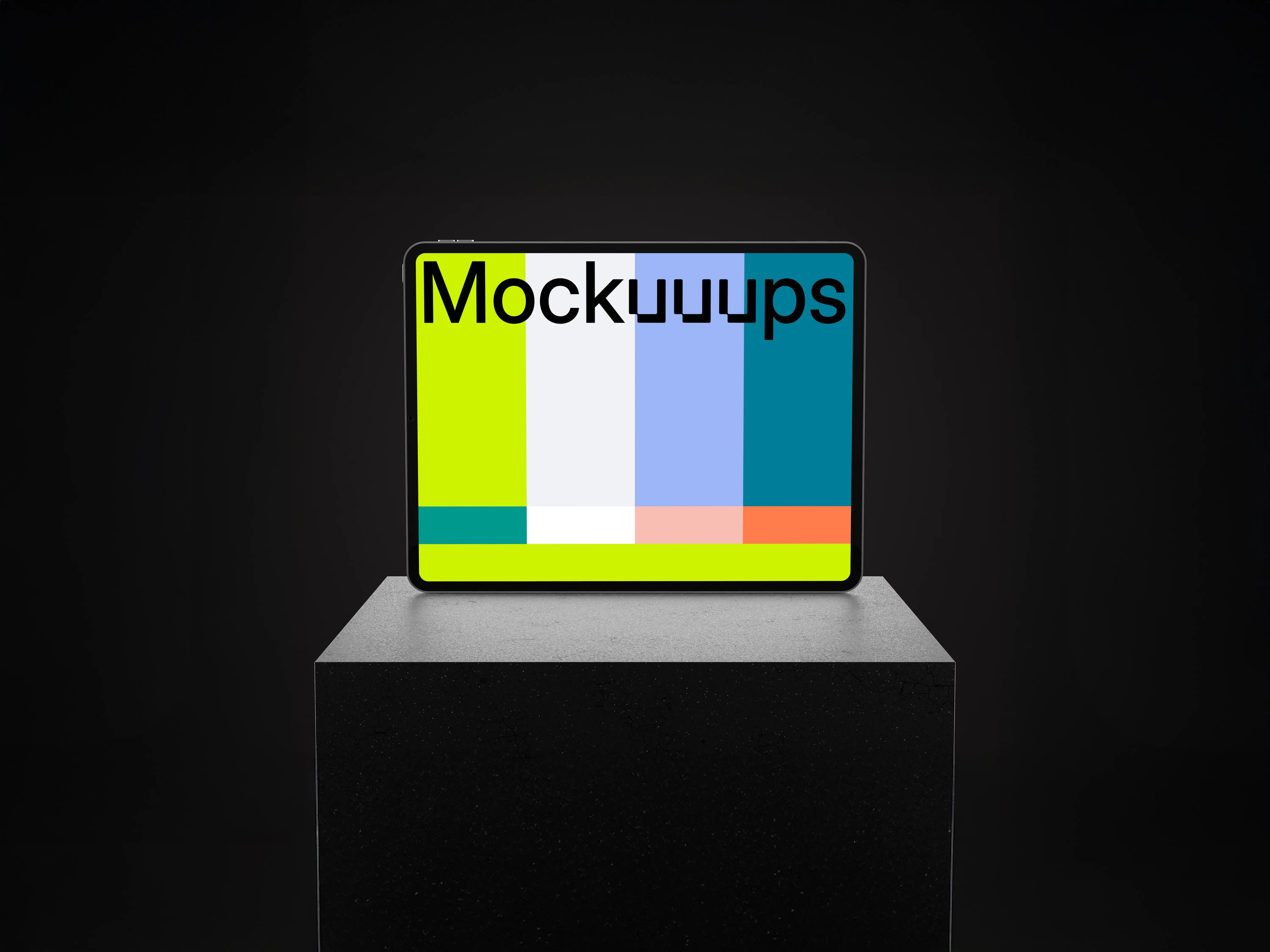 Free iPad Pro mockup on a dark podium