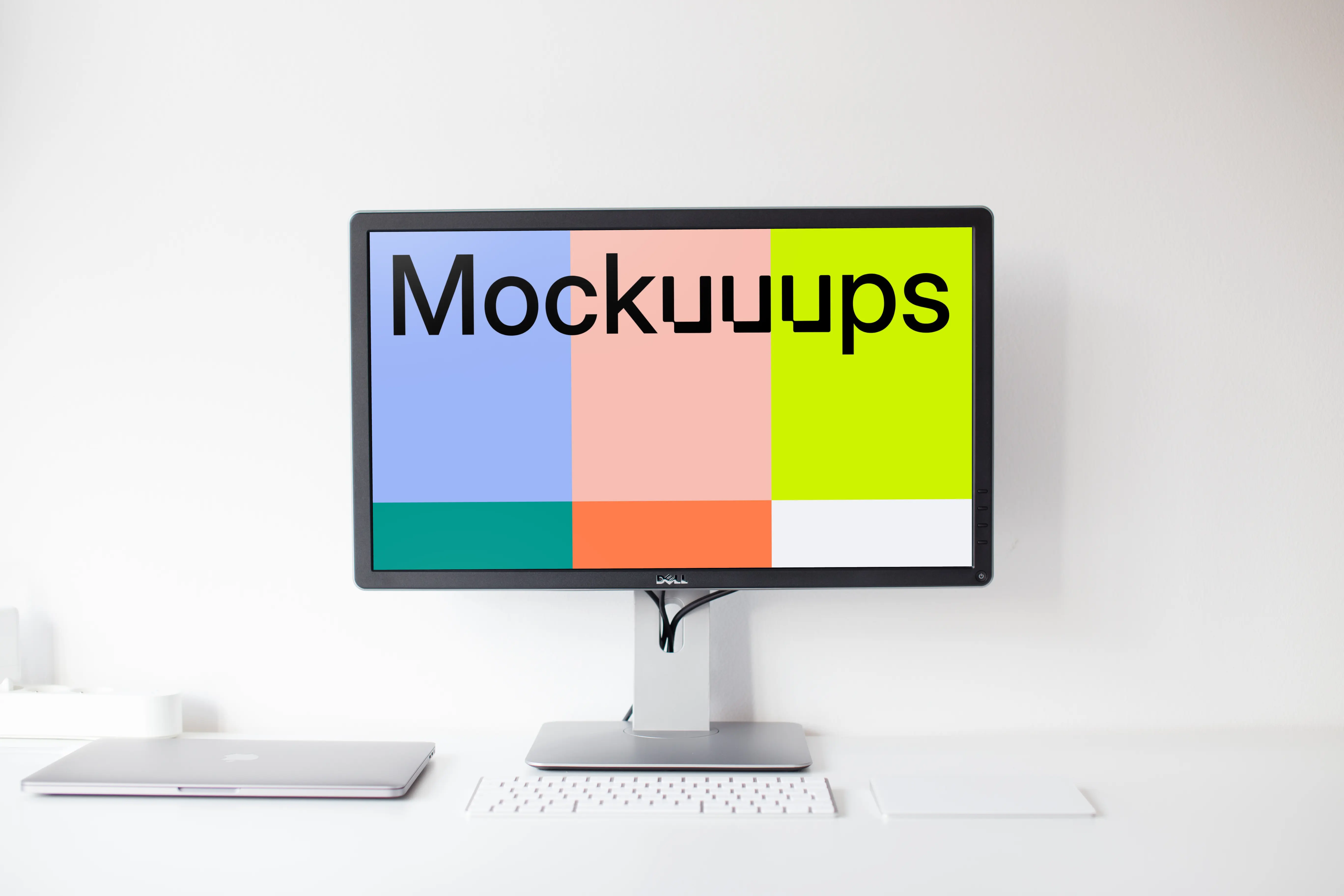 Front view of a display mockup on the table