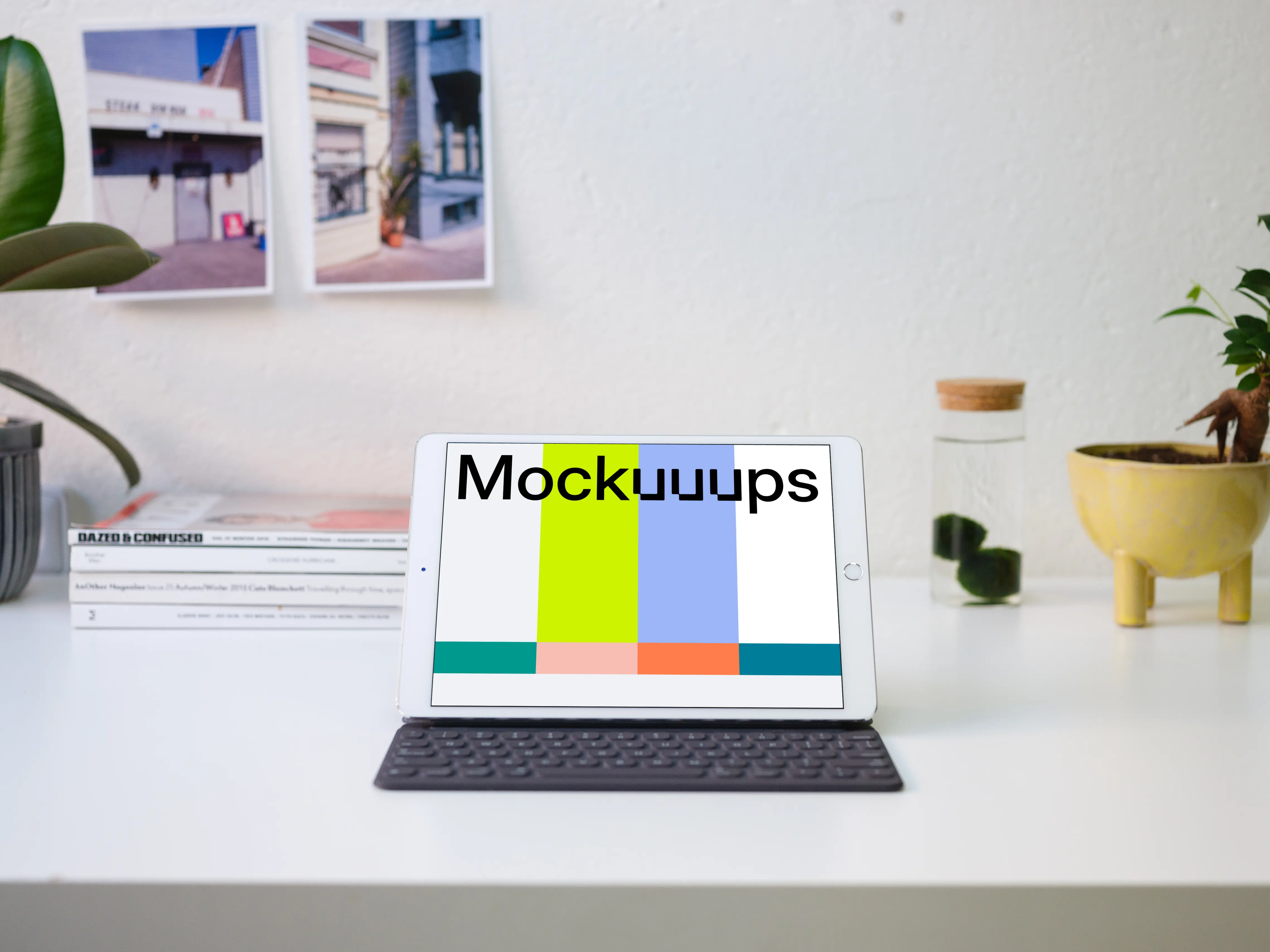 Front view of iPad Pro mockup on the table