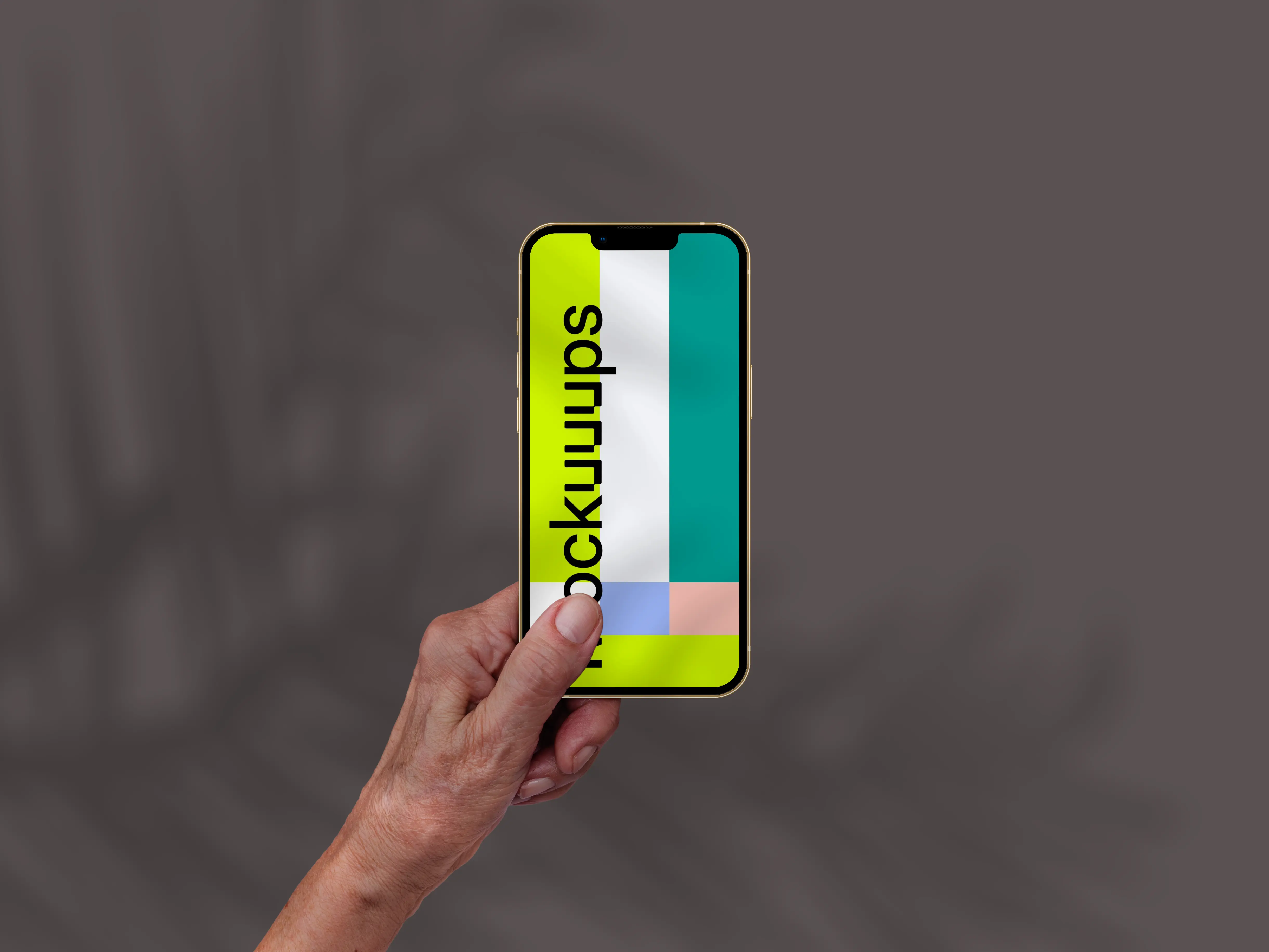 Hand holding smartphone mockup