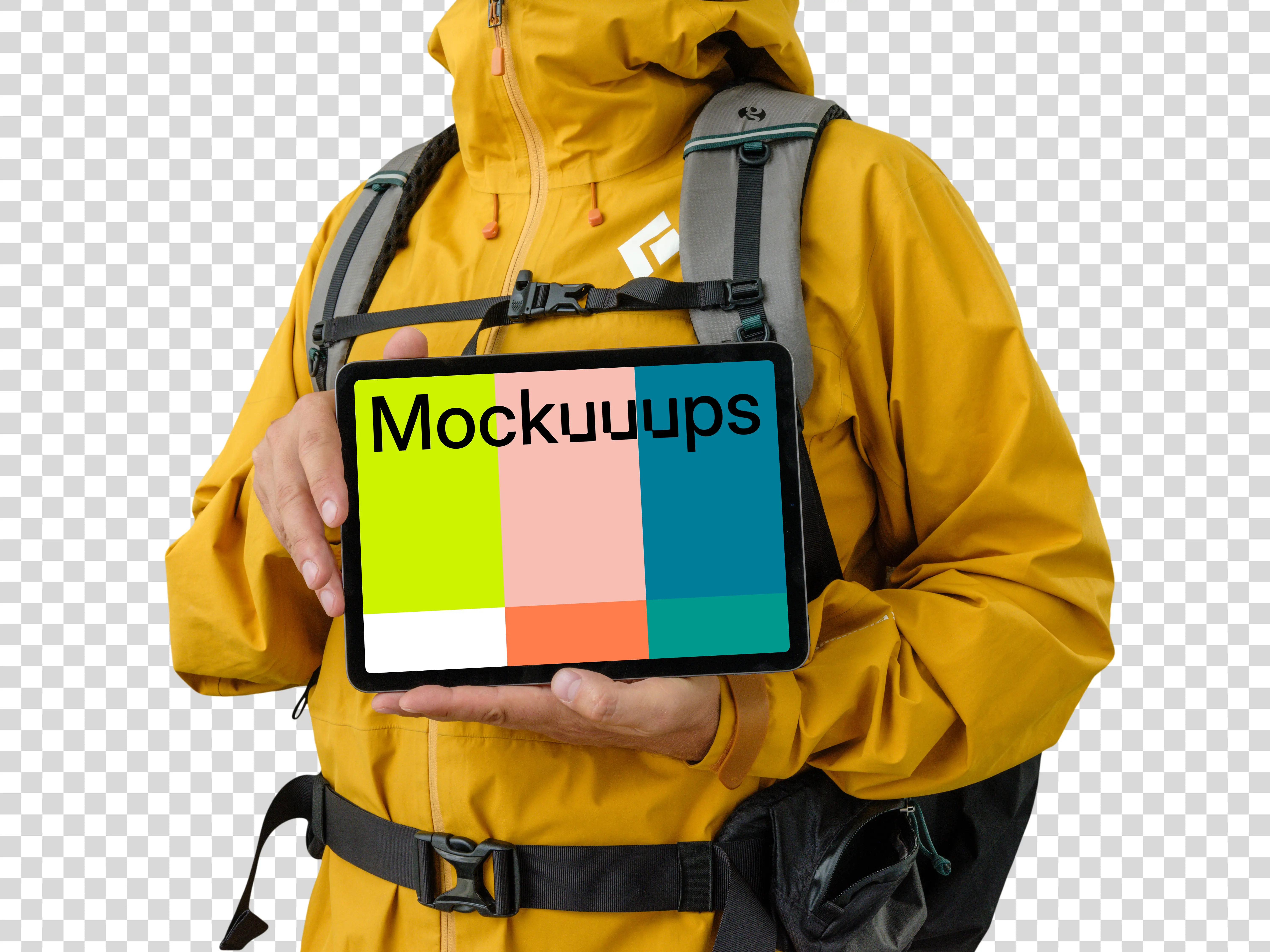 Hiker with an iPad Air mockup