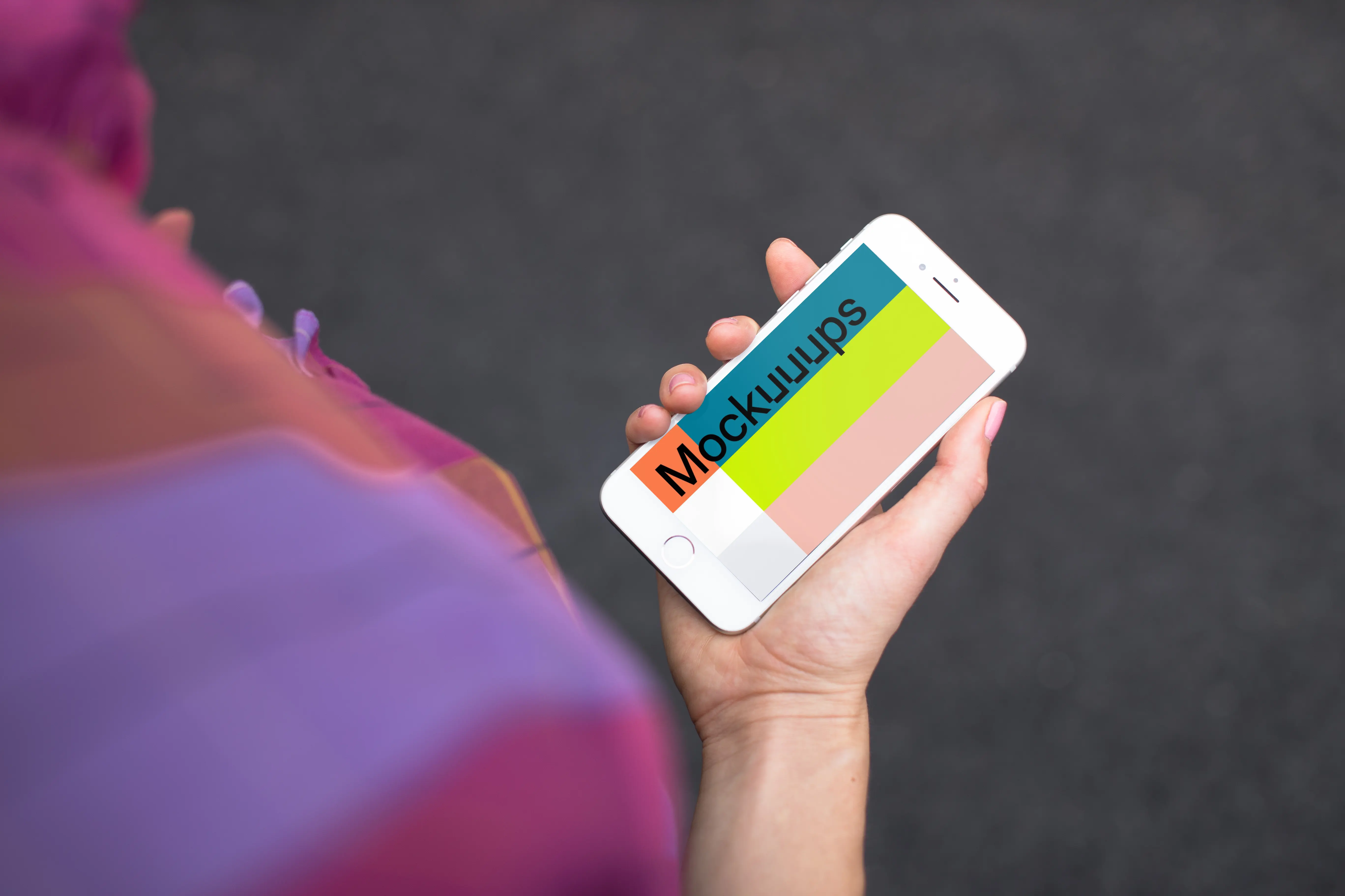 Holding Silver iPhone 7 mockup