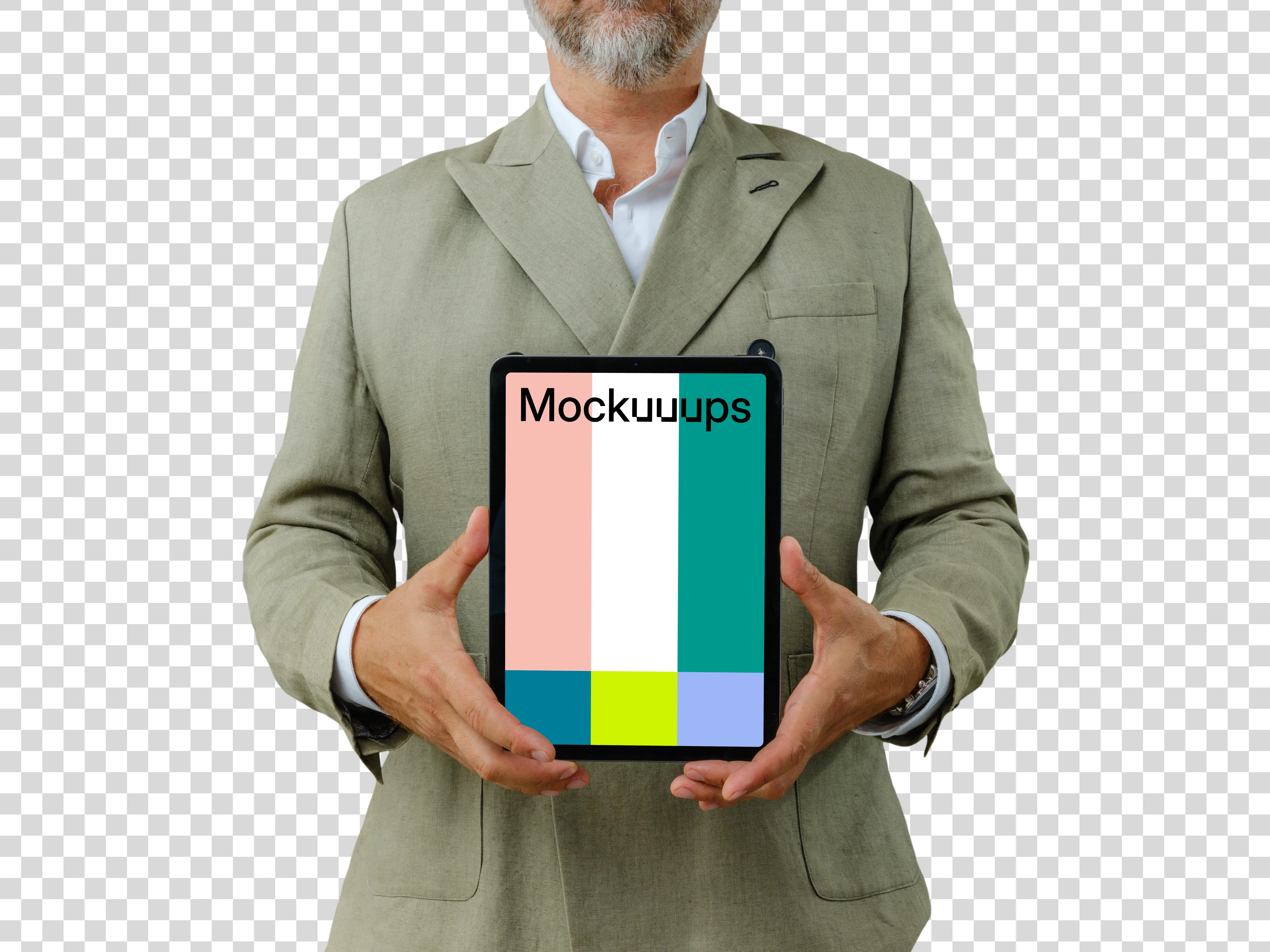 iPad Air mockup and a businessman