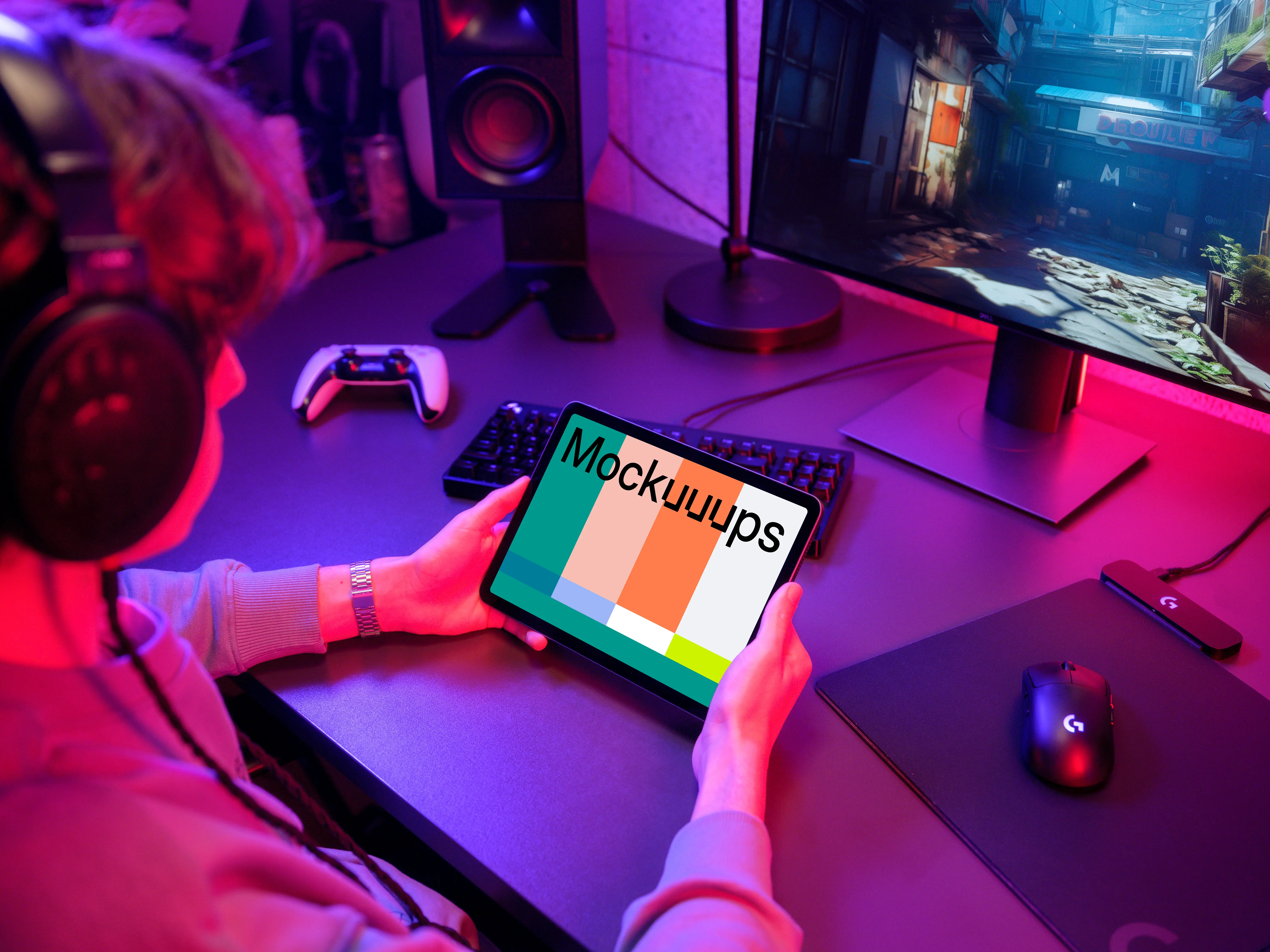 iPad Air Mockup in a Gaming Setup