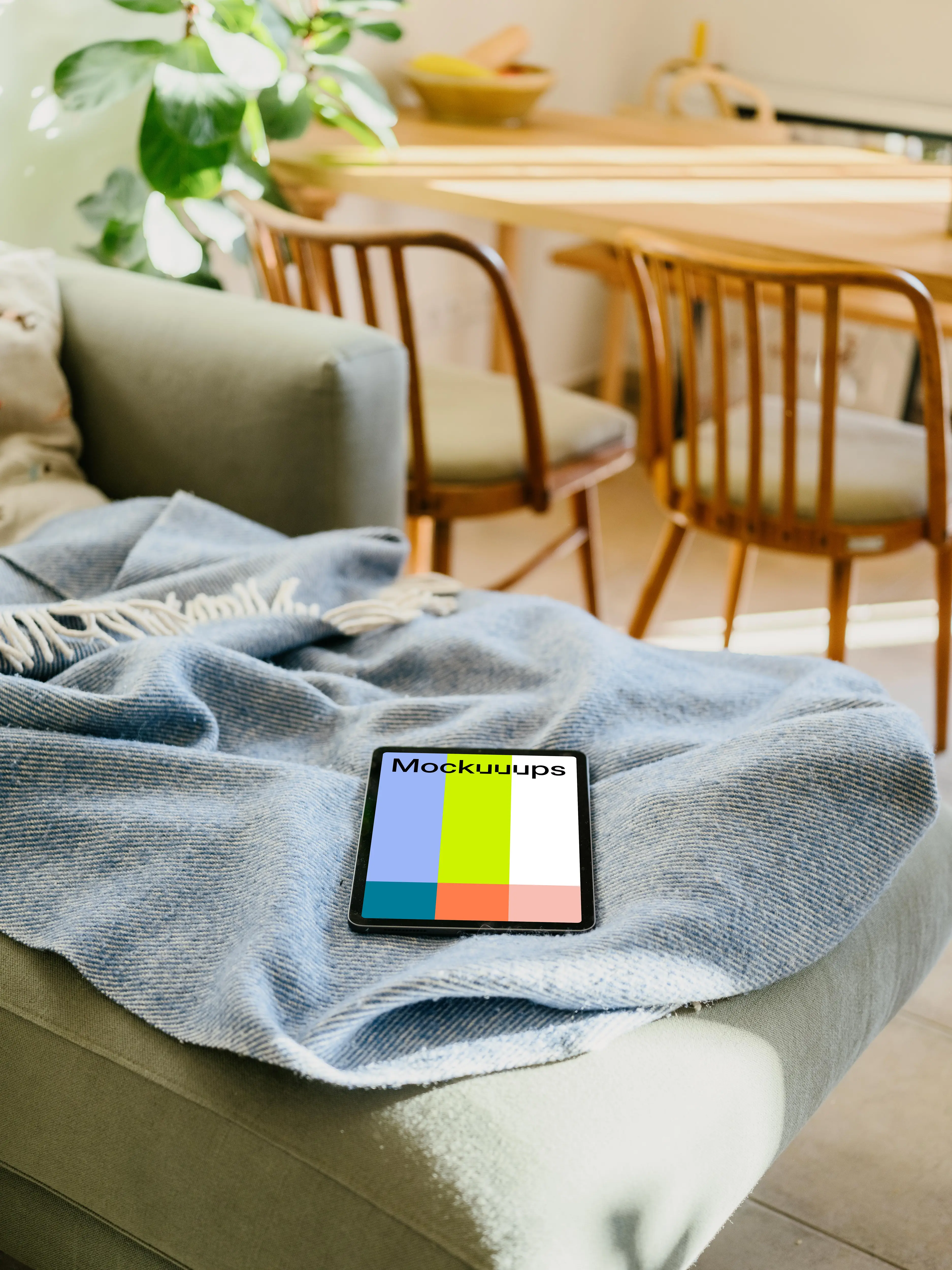 iPad Air mockup on a blanket 