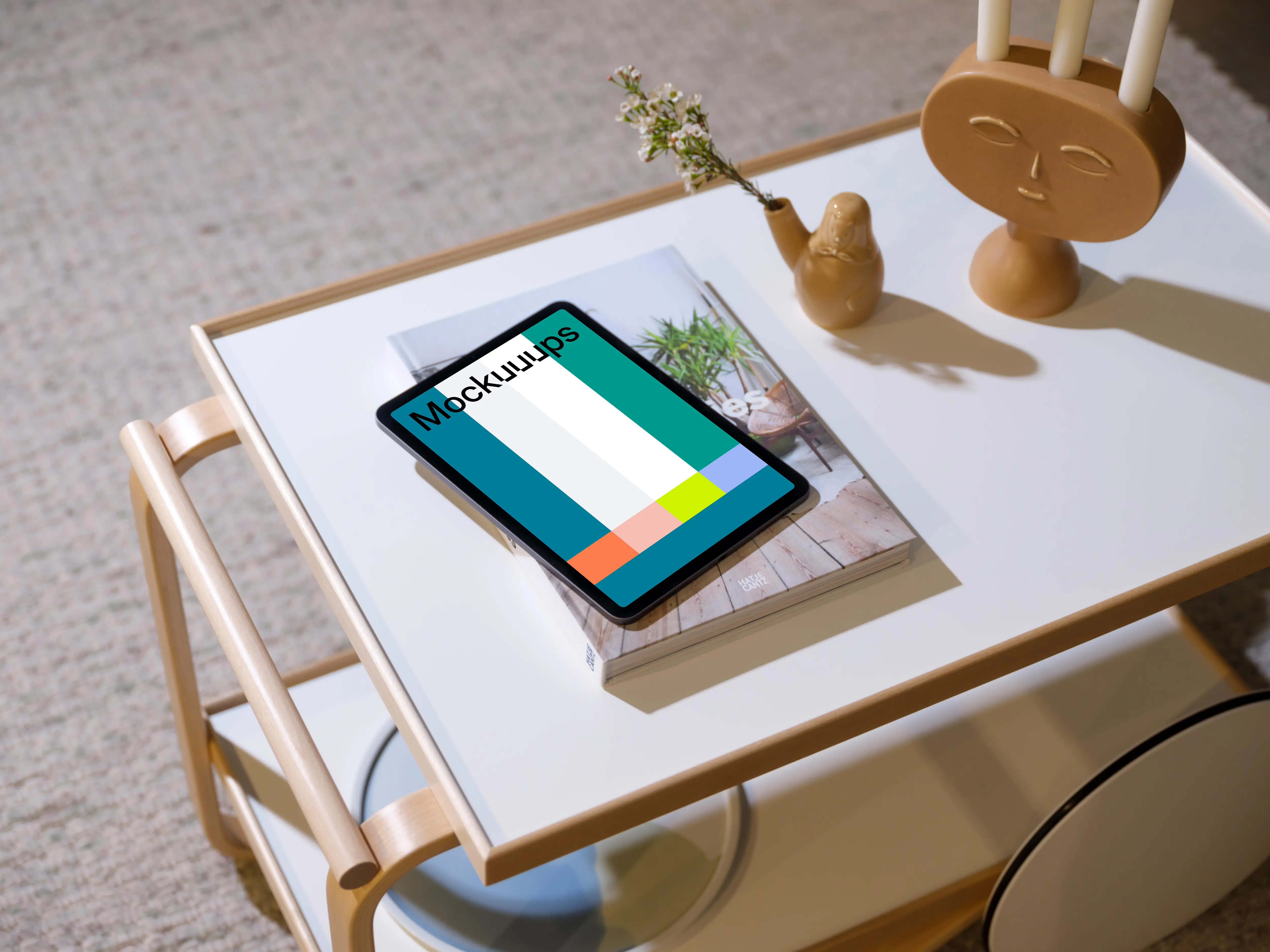 iPad Air mockup on a tea table